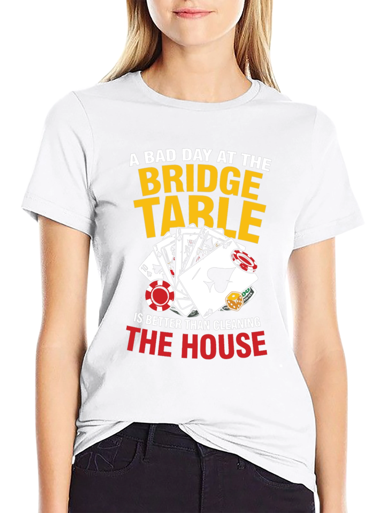 Black Funny Bridge Table T-Shirt - A Bad Day Is Better Than Cleaning! view 9