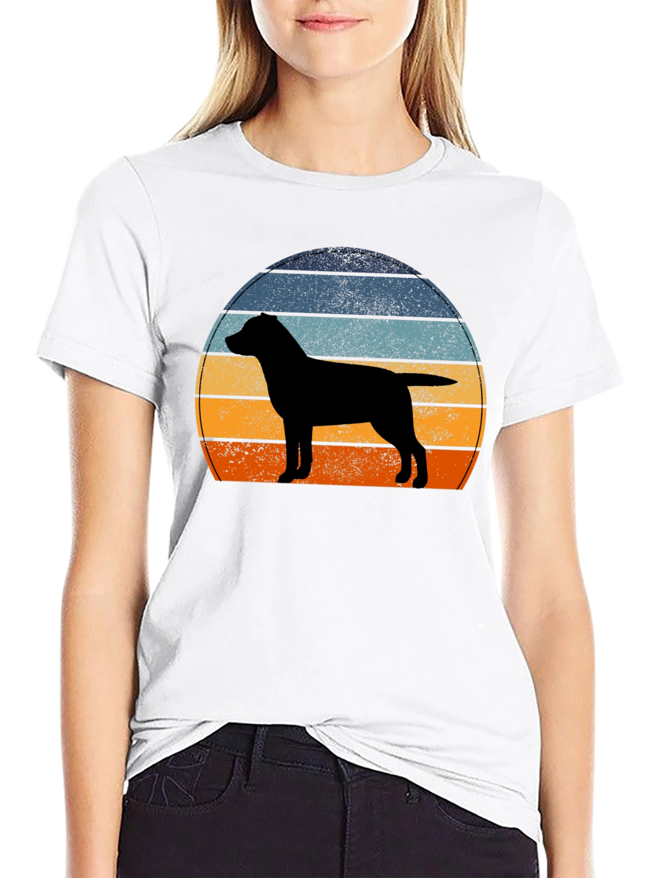 Black Retro Dog Silhouette T-Shirt view 9