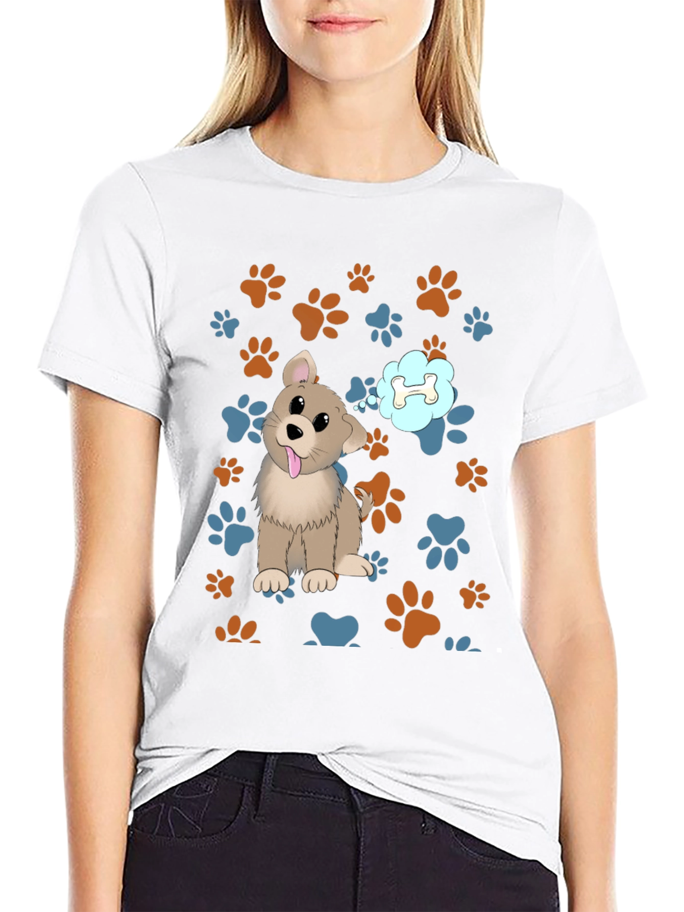 Black Cute Puppy Dog T-Shirt - Bone Dream view 9