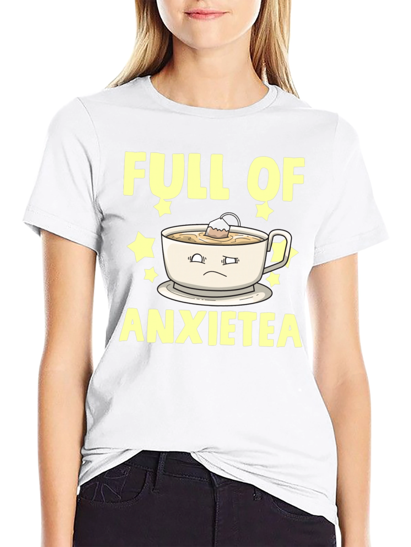 Black Full of Anxietea Graphic Tee - Novelty T-Shirt view 9