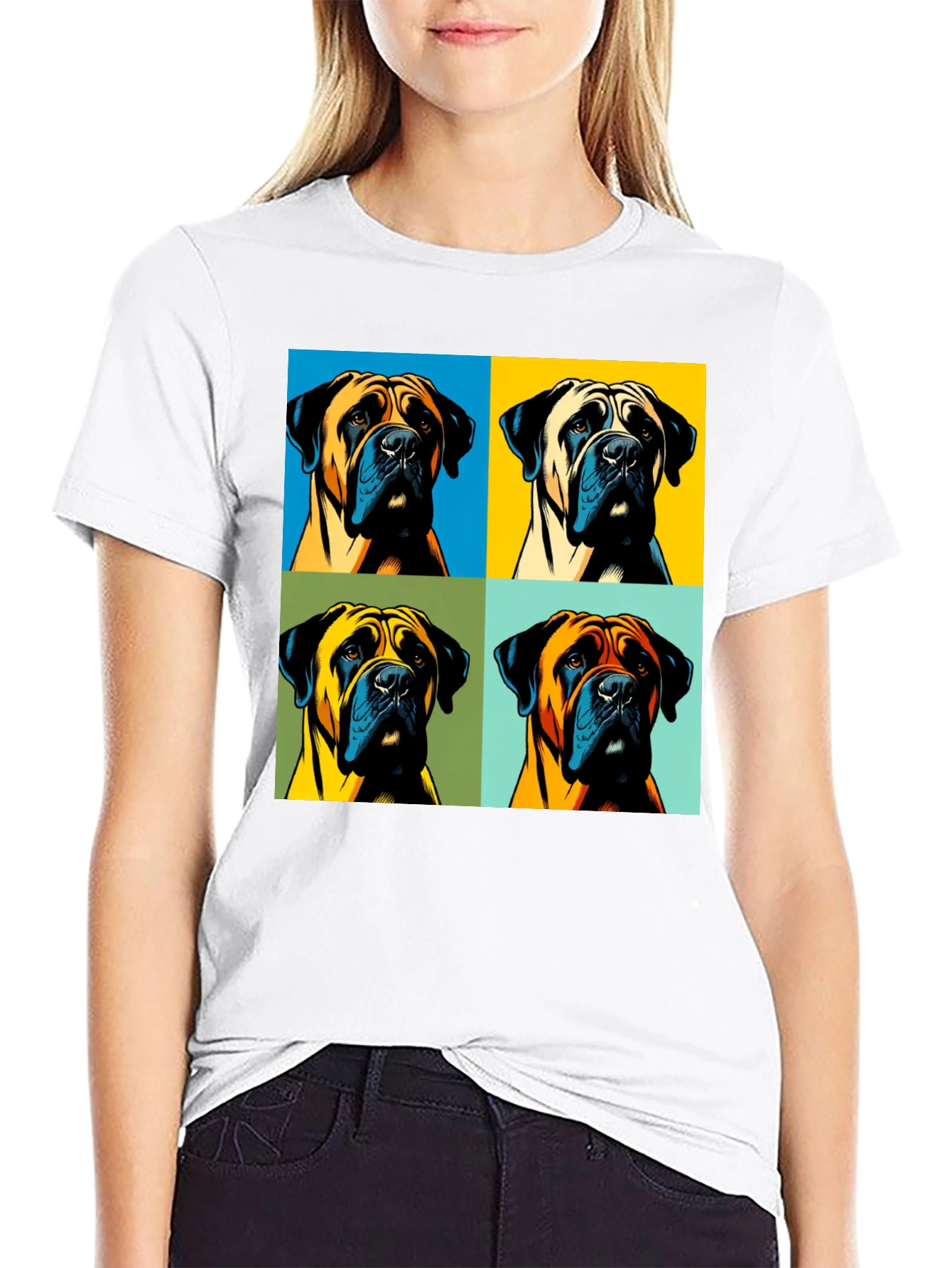Black Pop Art Dog Graphic T-Shirt - Unique Boxer Tee view 9