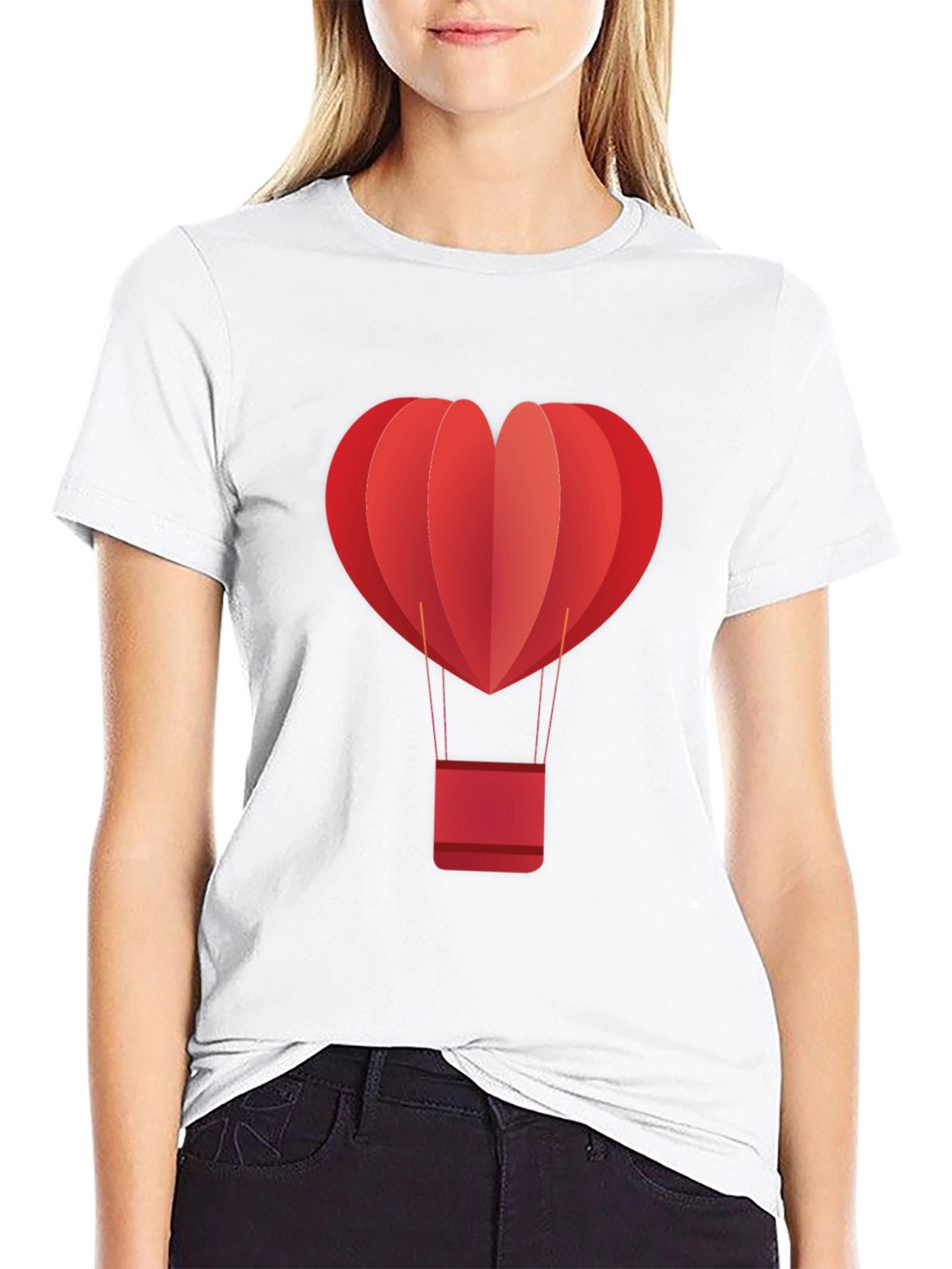 Black Heart Hot Air Balloon Graphic Tee - Black view 9