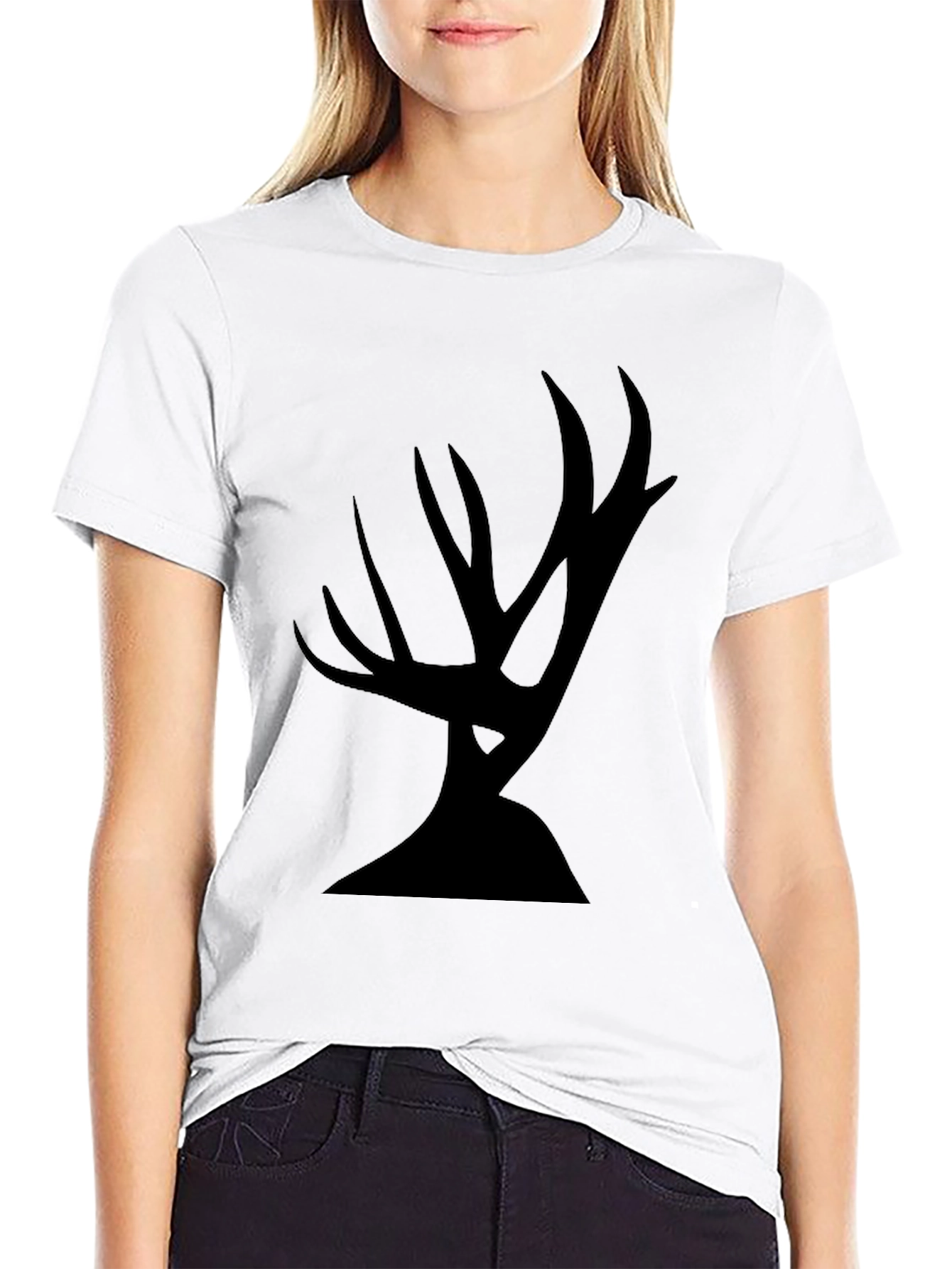 Black Abstract Antler Graphic Tee - Black Unisex view 9