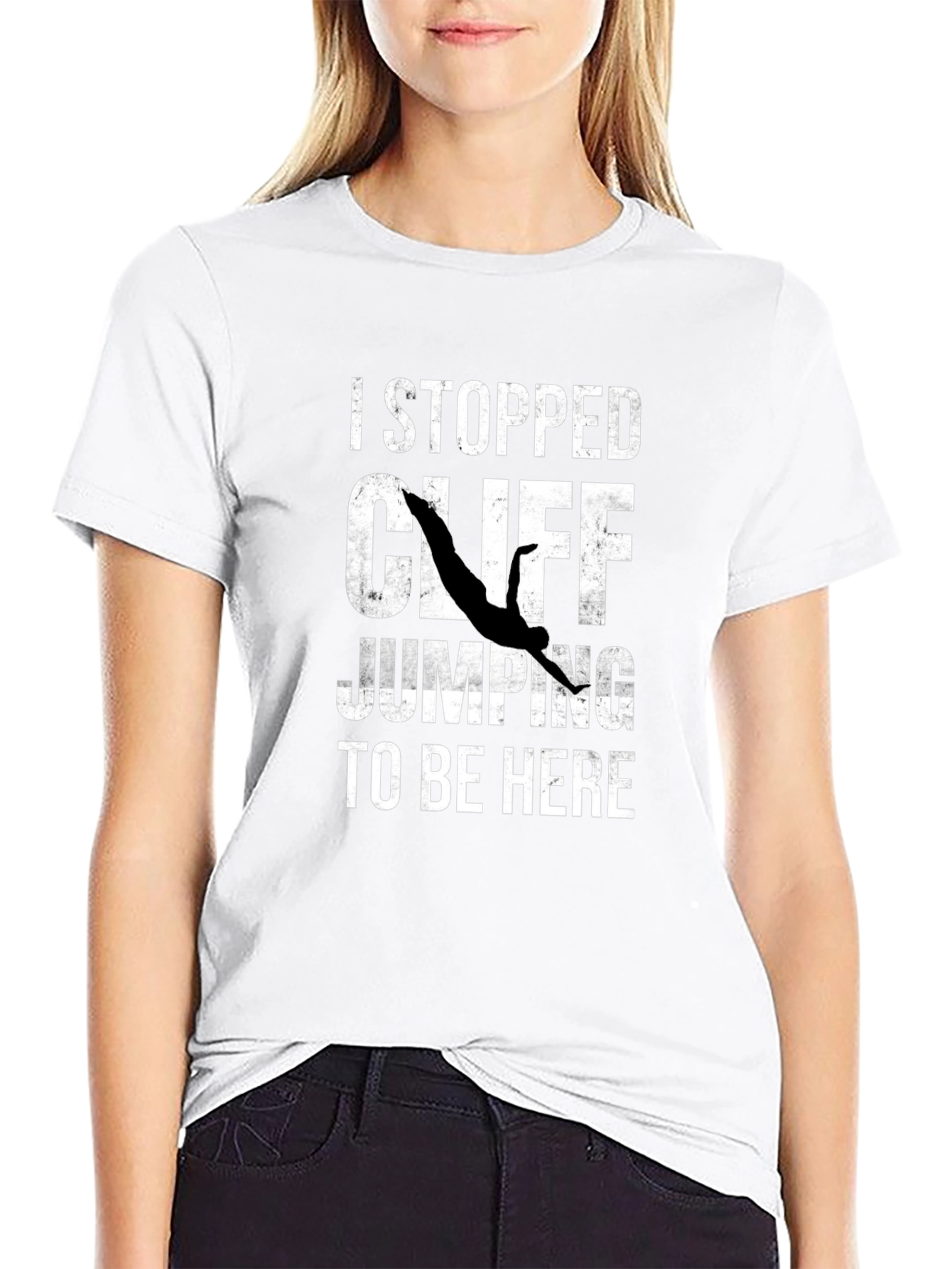 Black I Stopped Cliff Jumping T-Shirt - Funny Graphic Tee view 9