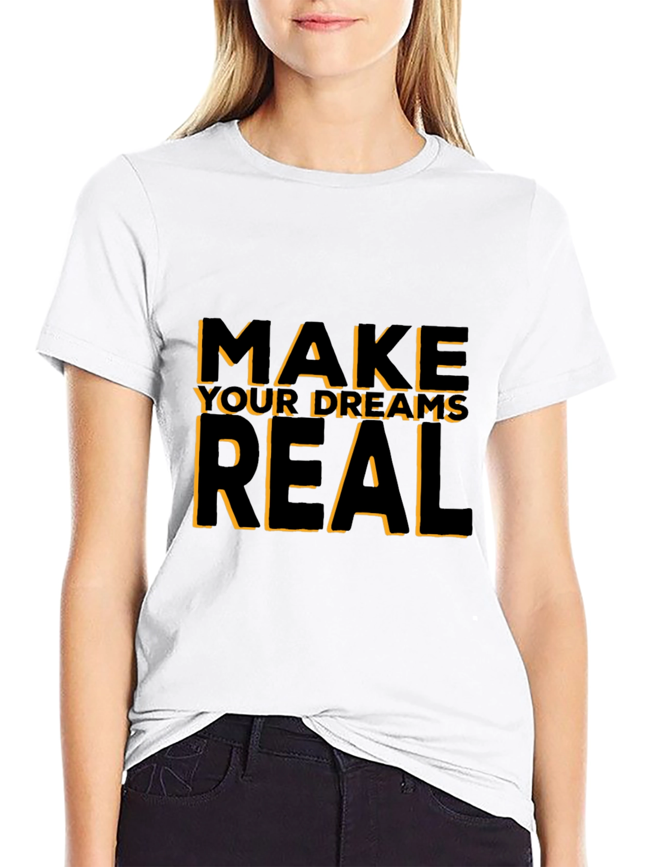Black Motivational Black T-Shirt: Make Your Dreams Real view 9