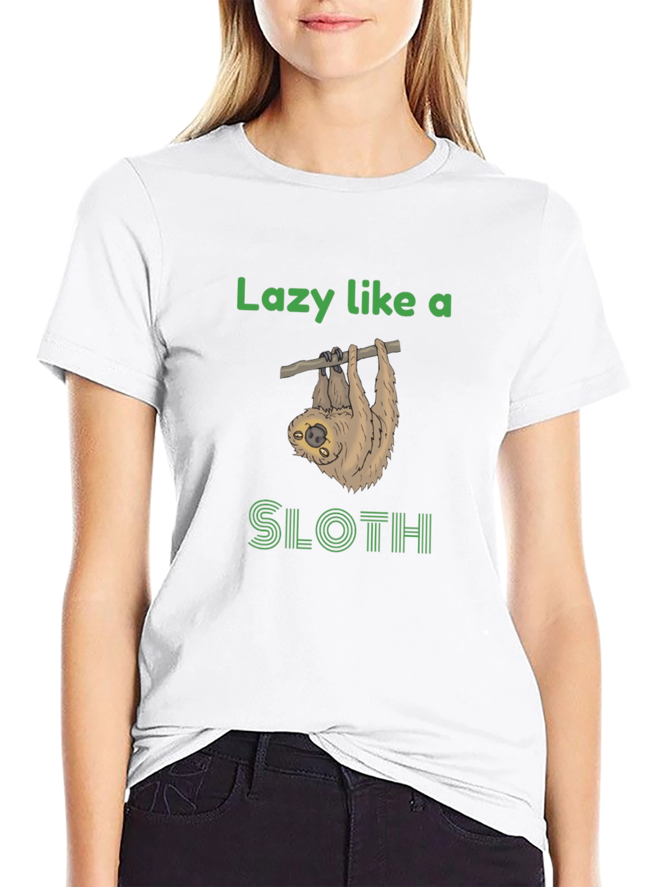 Black Lazy Sloth Graphic Tee - Funny Novelty T-Shirt view 9