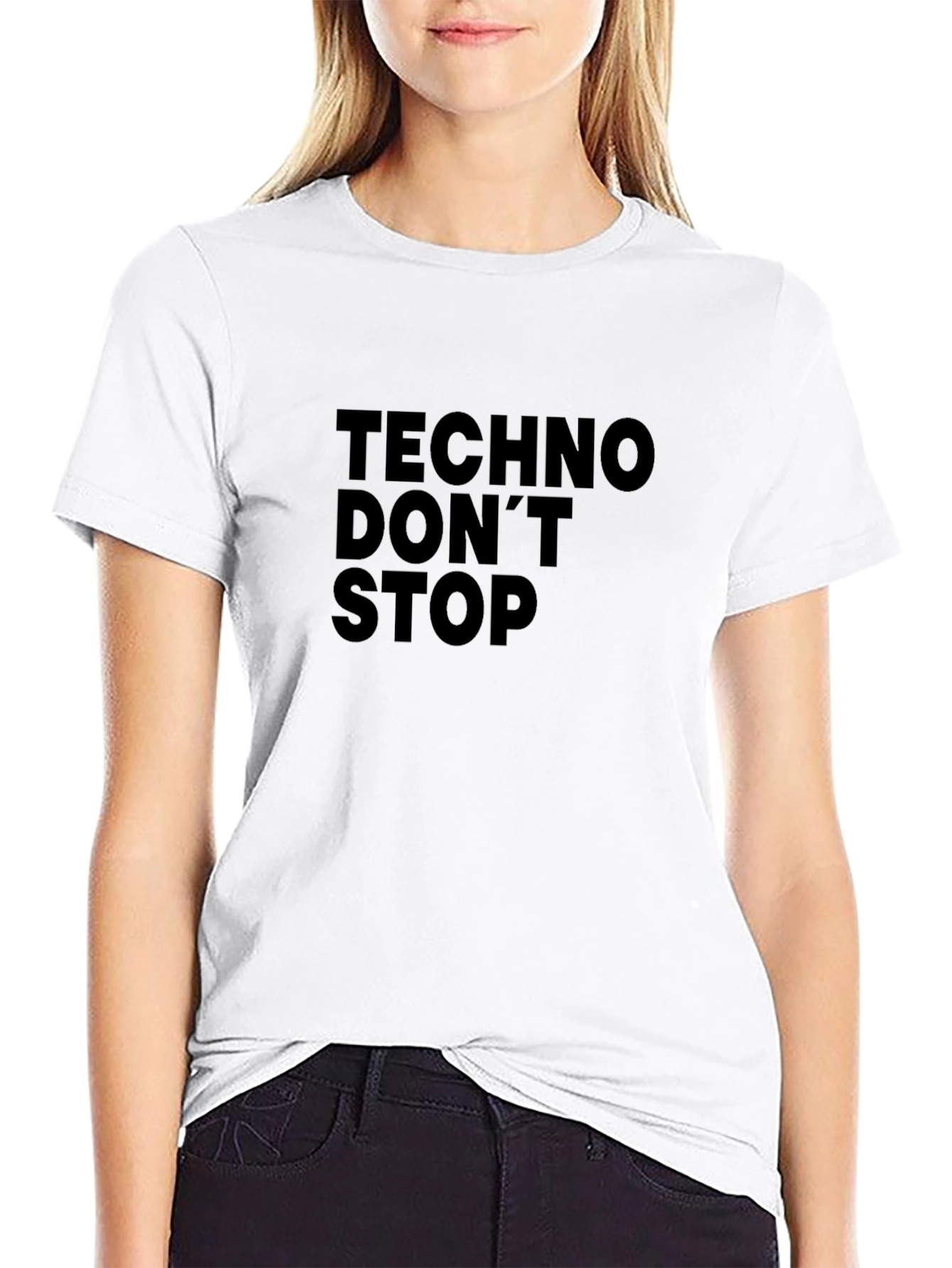 Black Techno Don't Stop Black T-Shirt view 9