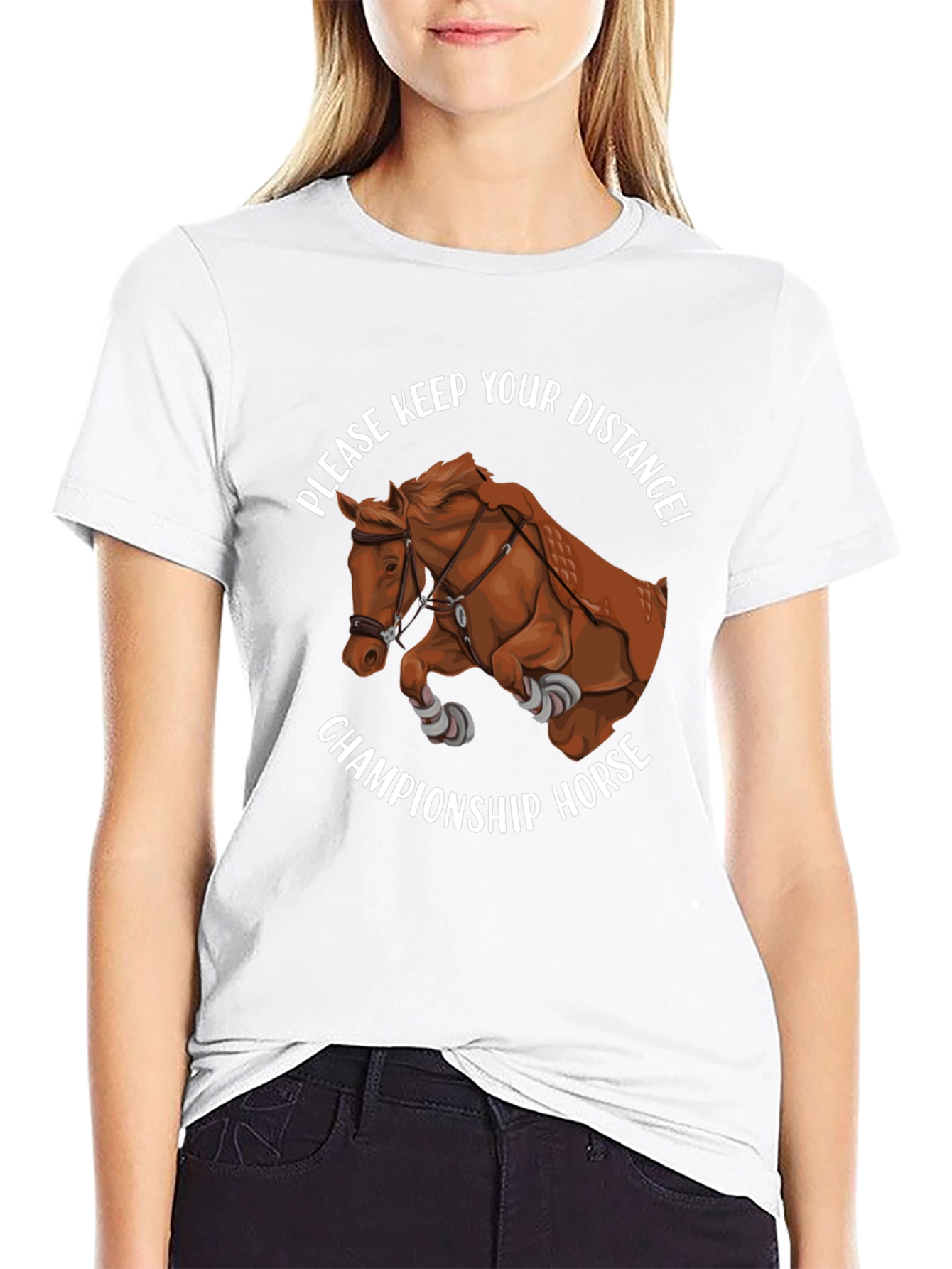 Black Championship Horse T-Shirt - Keep Your Distance Equestrian Tee view 9