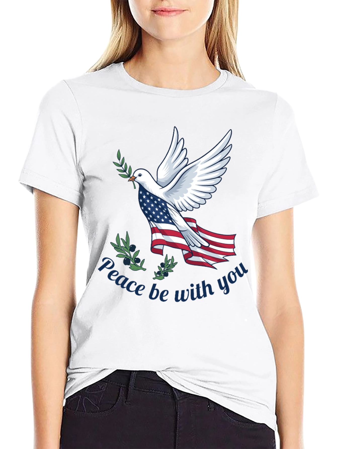 Black Peace Dove Patriotic T-Shirt view 9