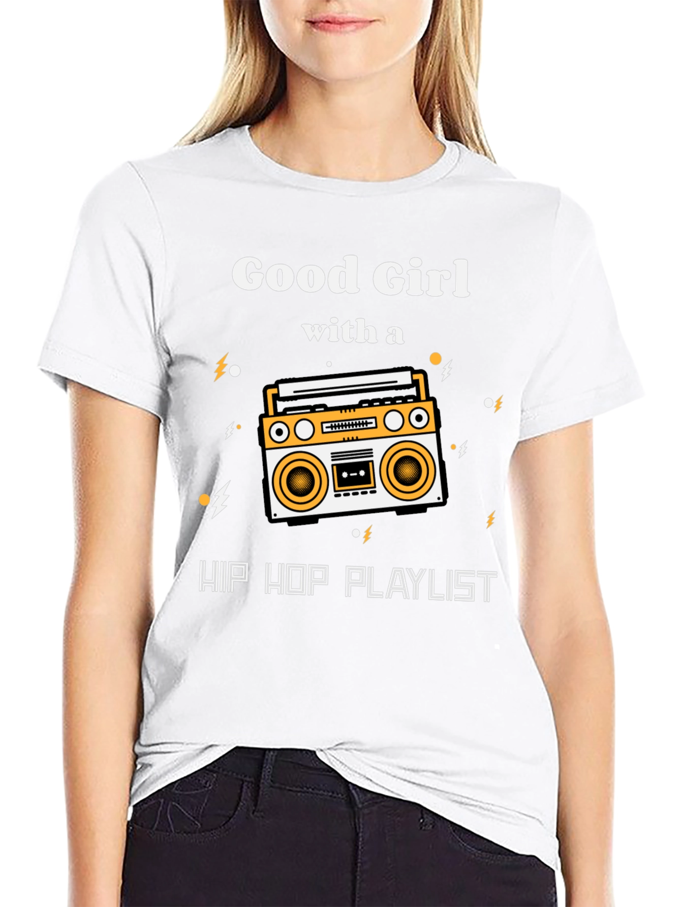 Black Good Girl Hip Hop Playlist Graphic T-Shirt view 9