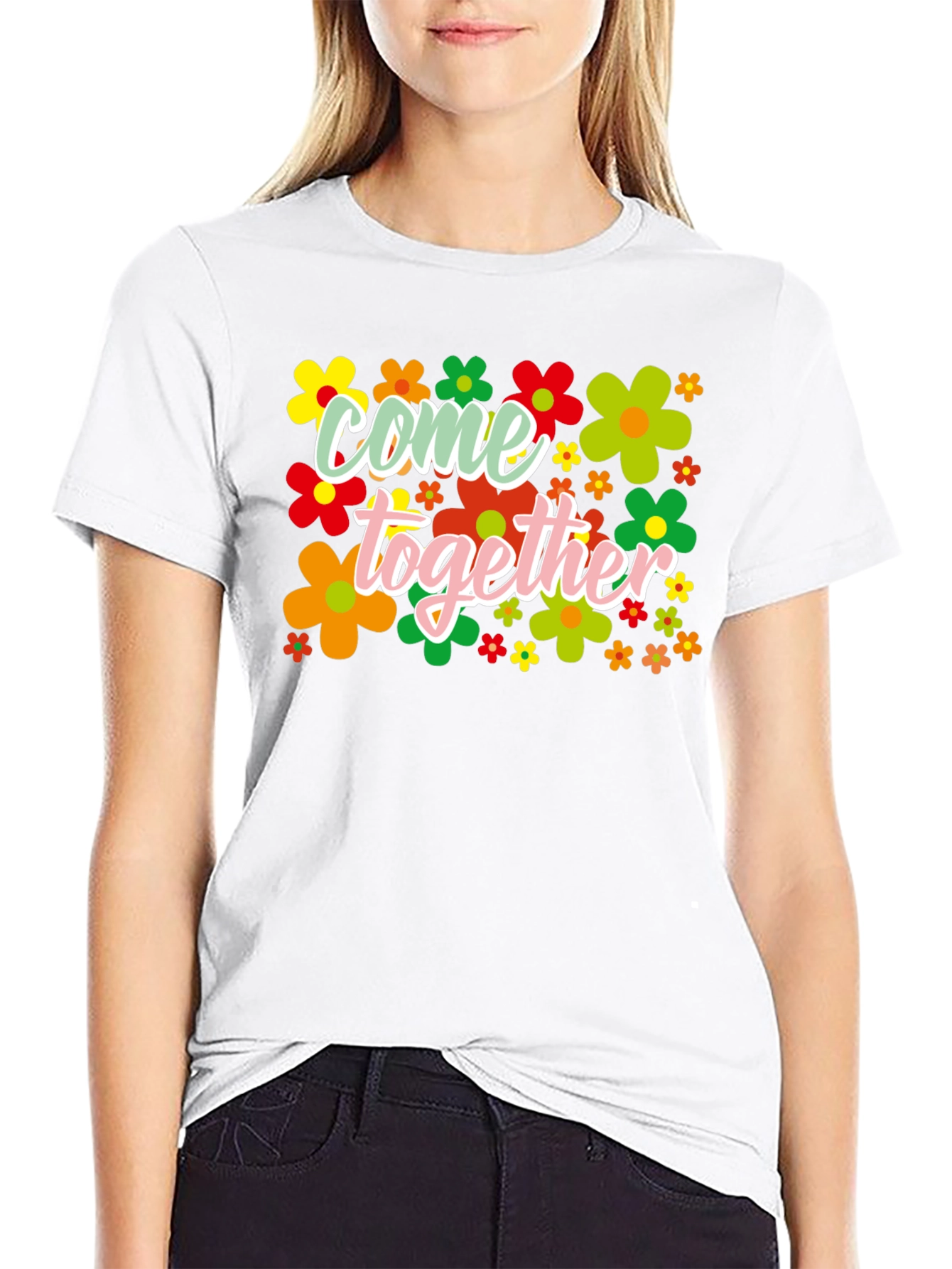Black Come Together Flower T-Shirt view 9