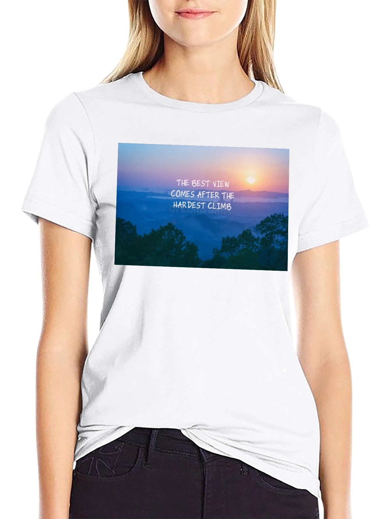 Black Inspirational Mountain View Graphic Tee - Black view 9