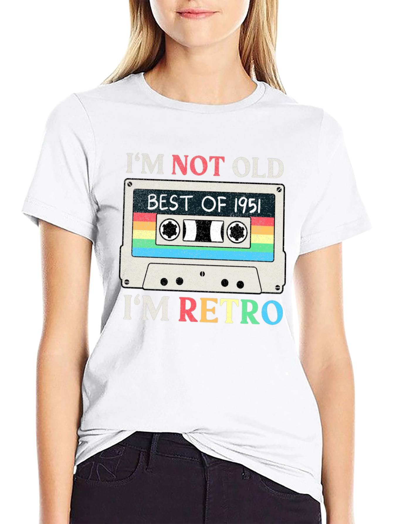 Black Retro Cassette Tape 1951 Birthday T-Shirt view 9