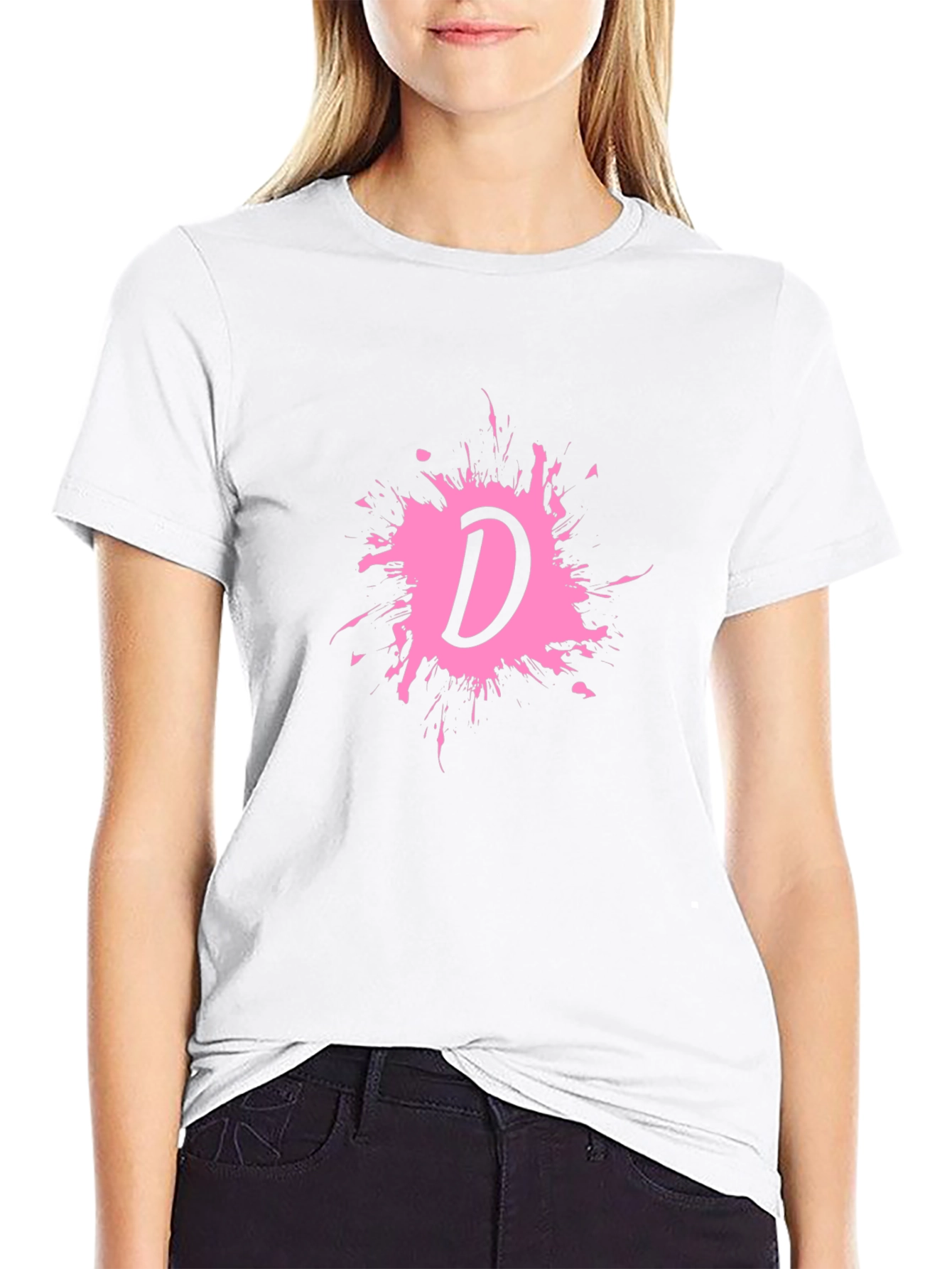 Black Letter D Splatter Graphic T-Shirt view 9
