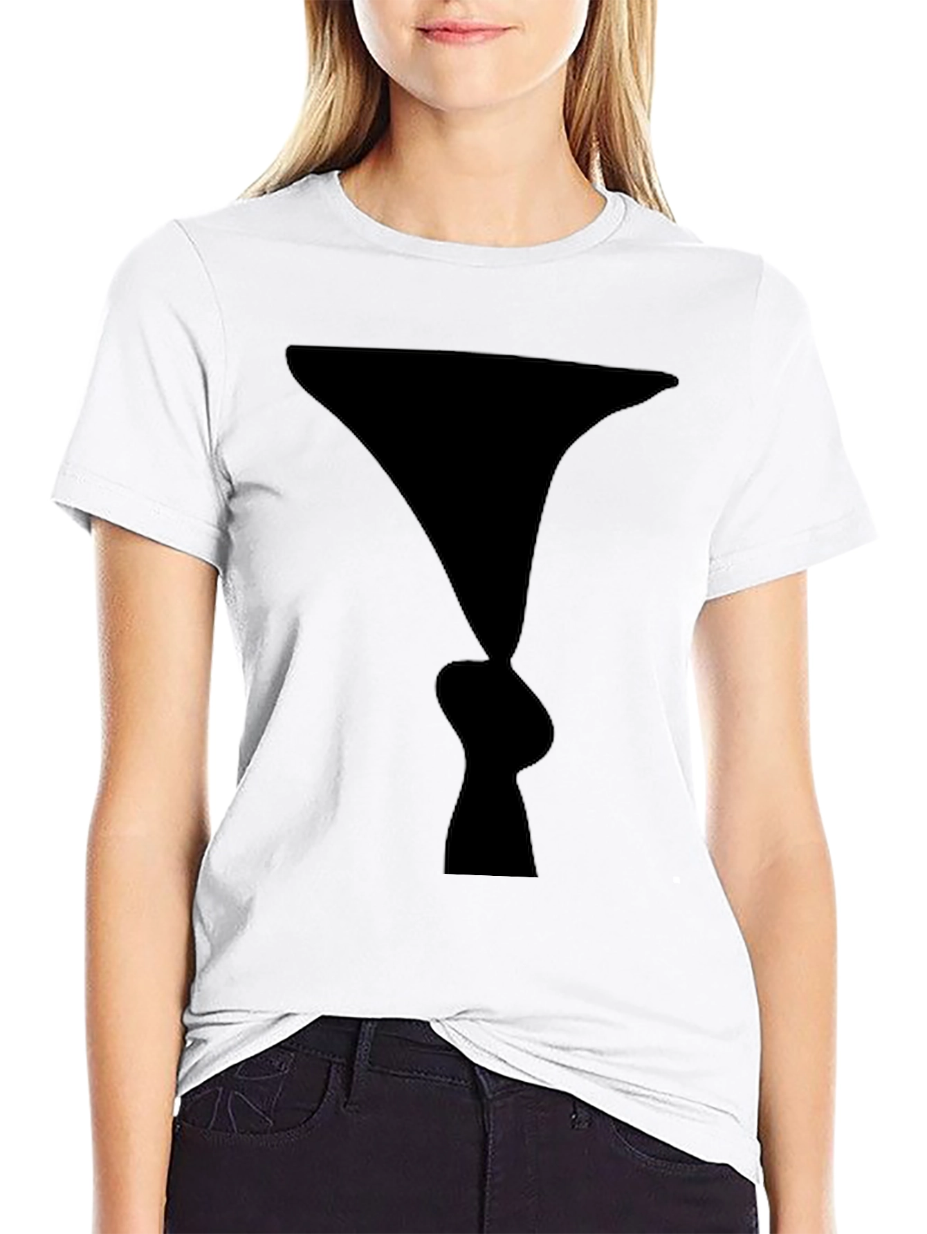 Black Optical Illusion Faces Black T-Shirt view 9
