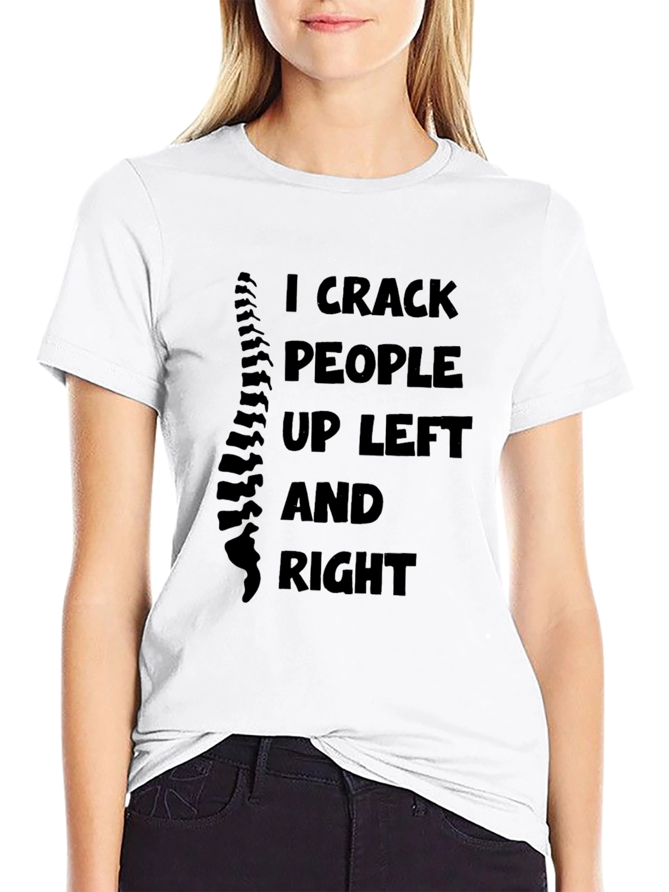 Black Chiropractor Humor Graphic Tee - I Crack People Up view 9
