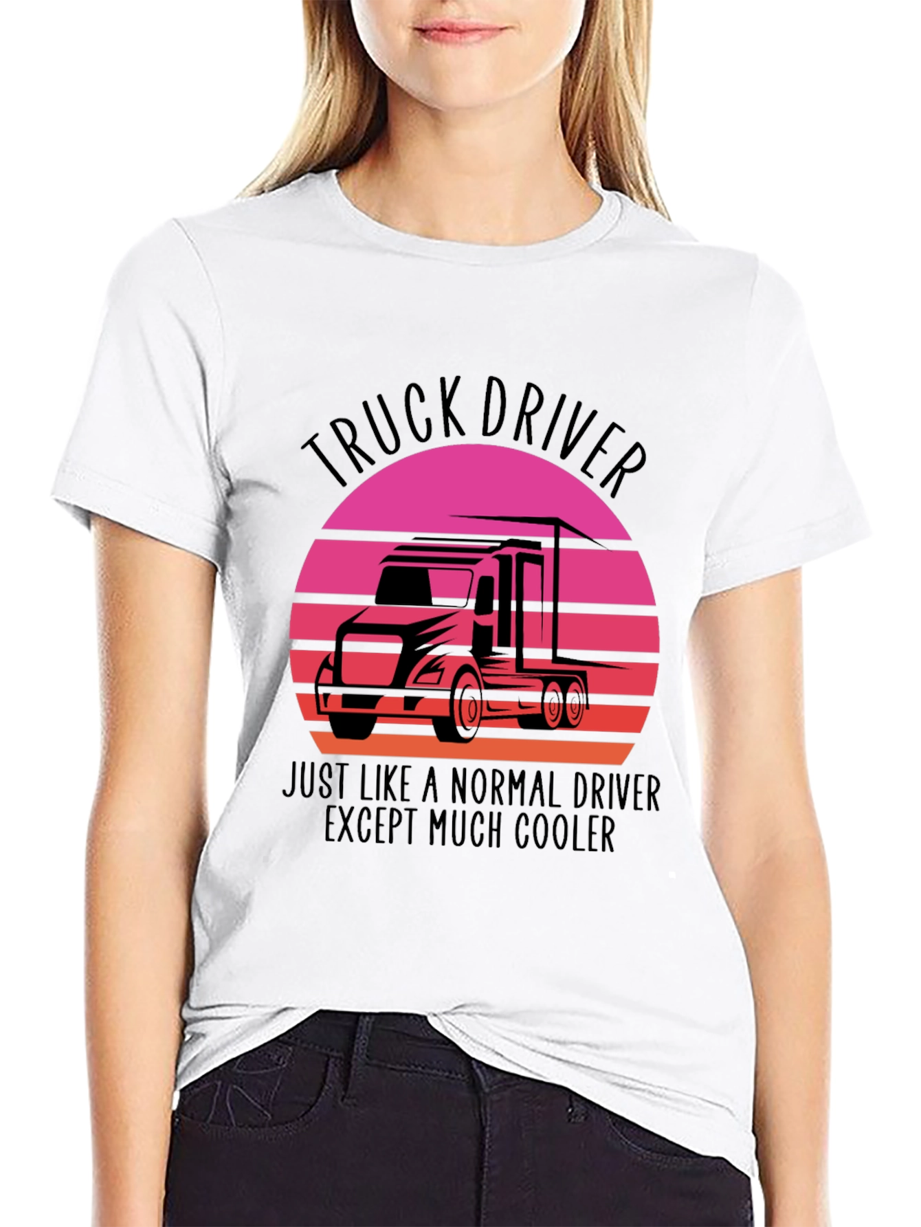 Black Truck Driver Cool Graphic Tee view 9