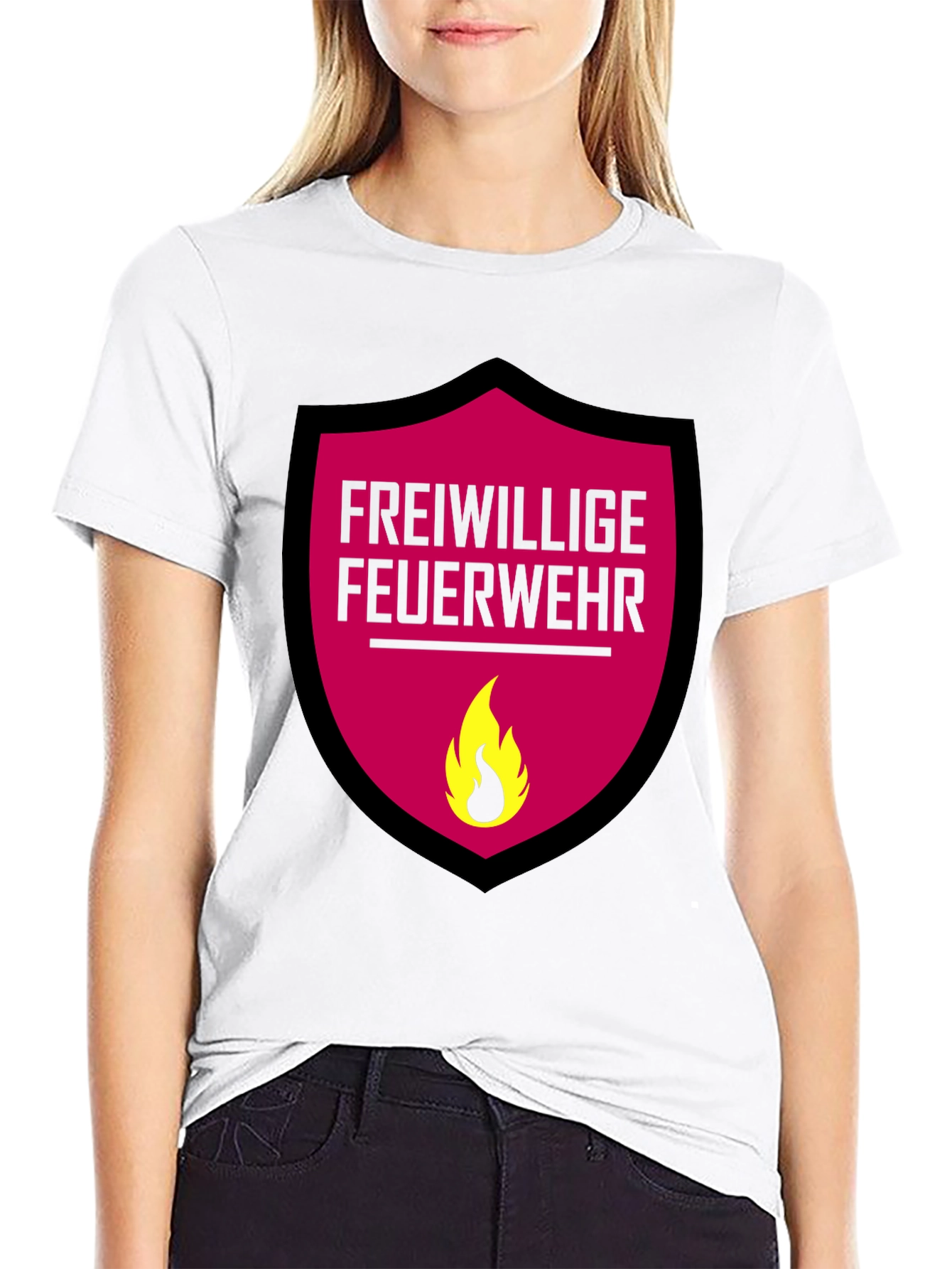 Black Freiwillige Feuerwehr T-Shirt - Volunteer Firefighter Graphic Tee view 9