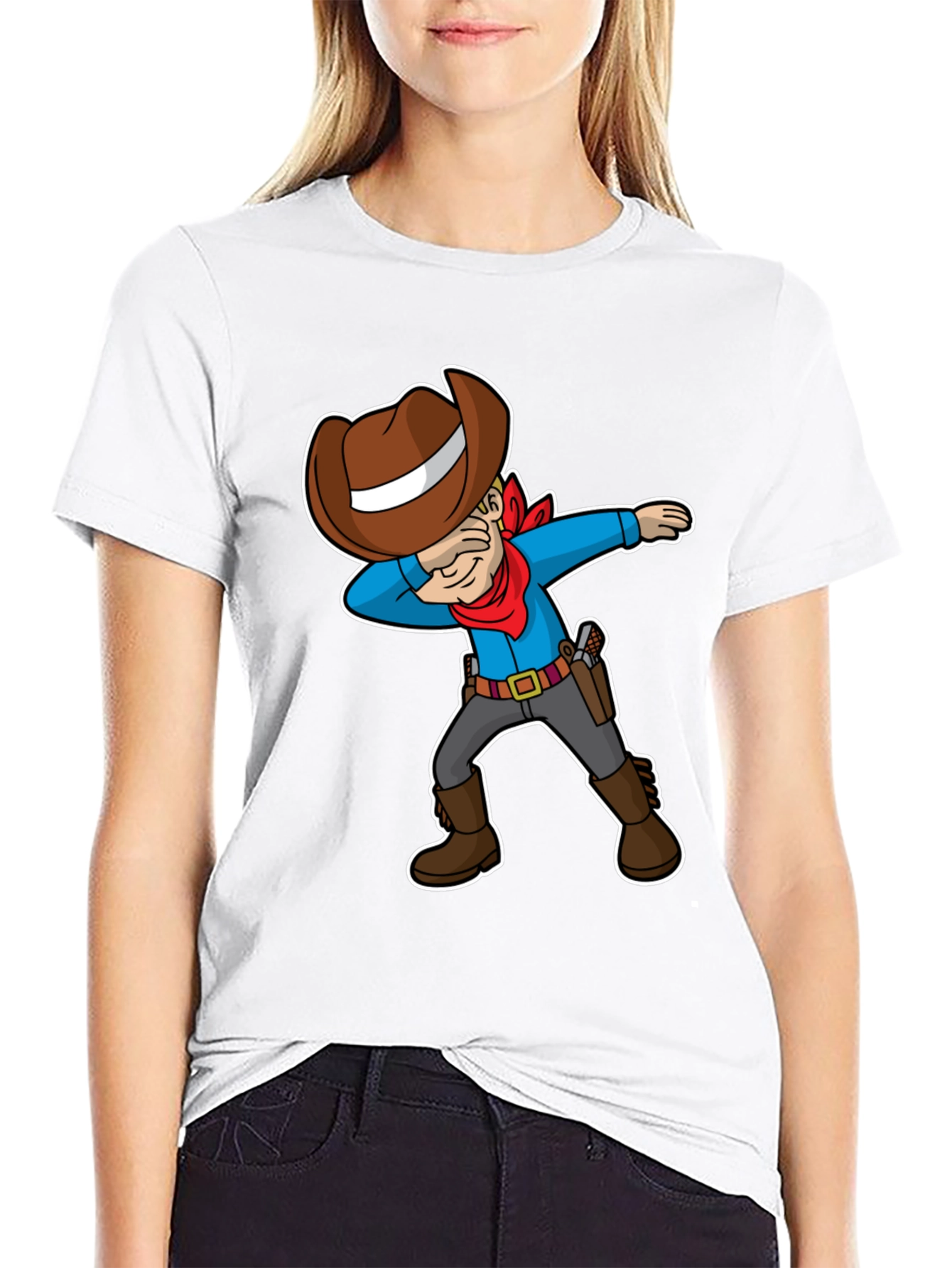 Black Dabbing Cowboy Graphic T-Shirt view 9