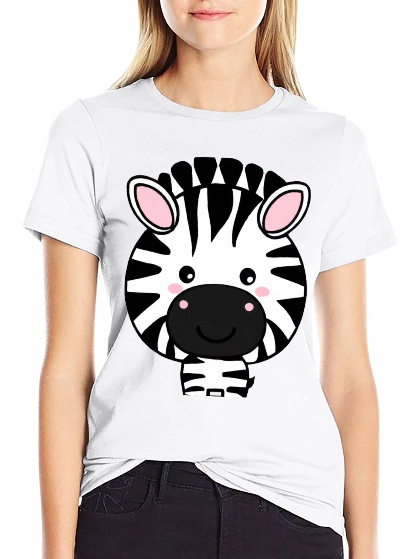 Black Cute Zebra Graphic Tee - Black T-Shirt view 9