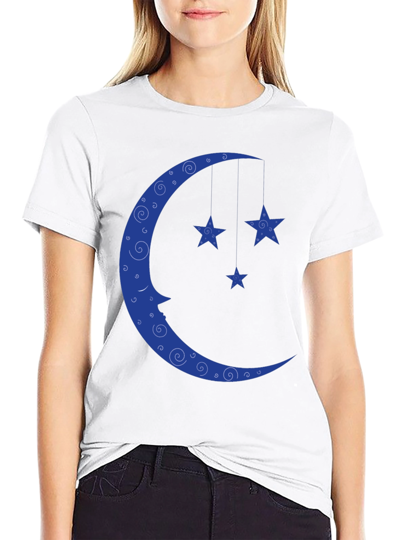 Black Dreamy Moon & Stars Black T-Shirt view 9