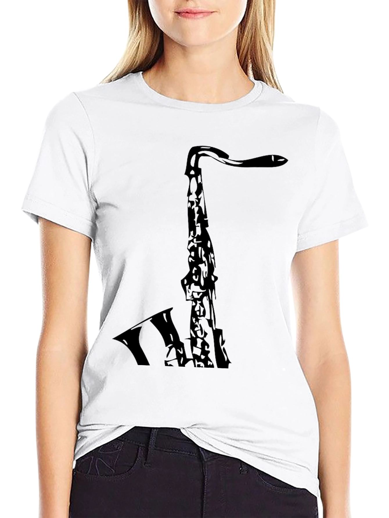 Black Saxophone Graphic T-Shirt - Black view 9