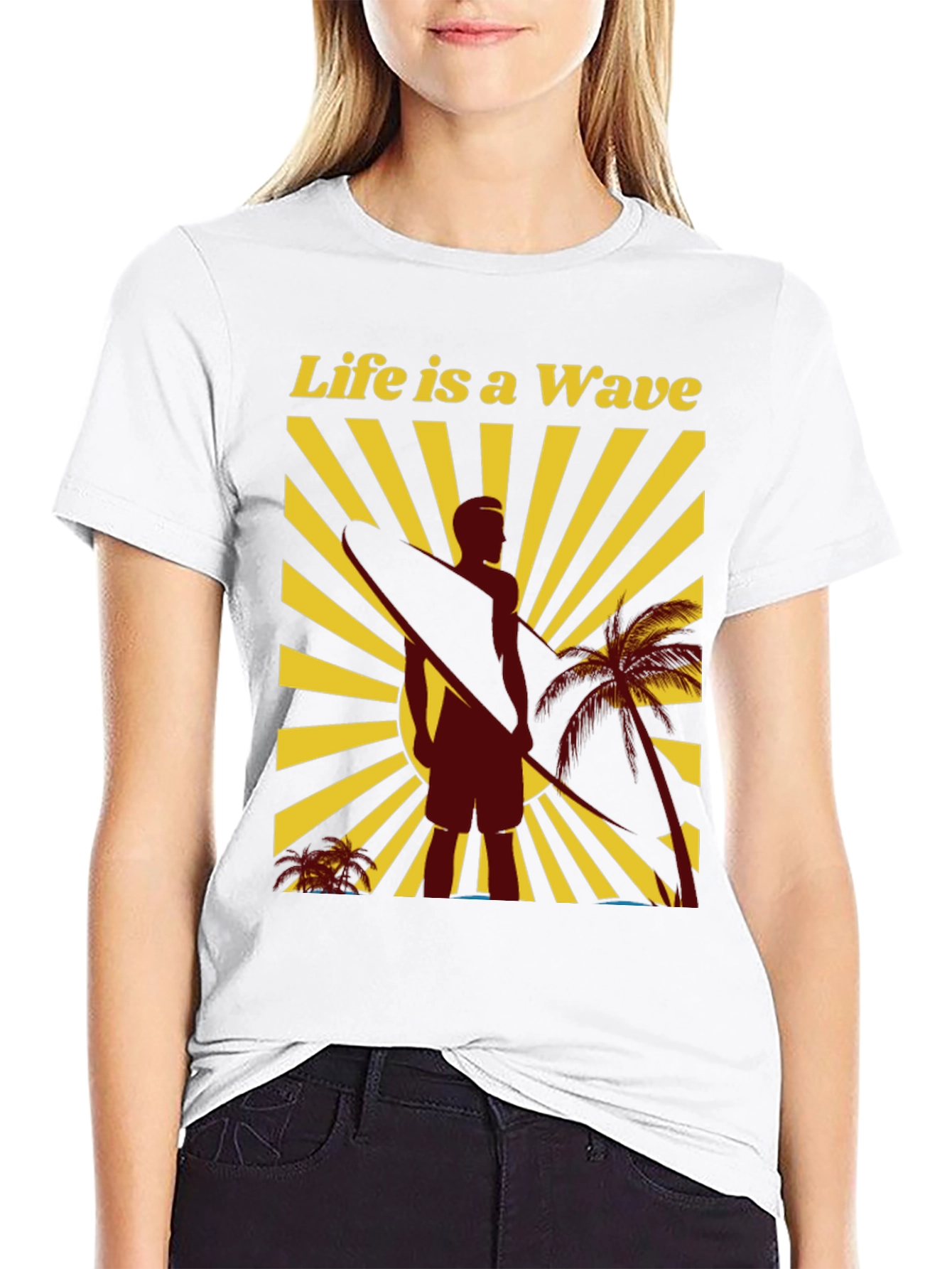 Black Life is a Wave Graphic Tee - Surfer T-Shirt view 9