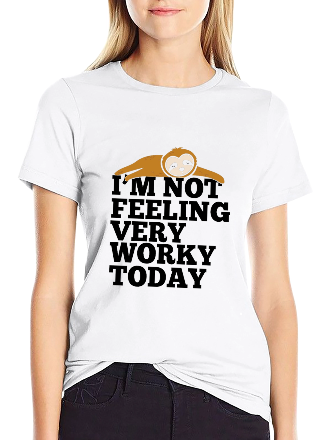 Black Lazy Sloth Funny Graphic T-Shirt view 9