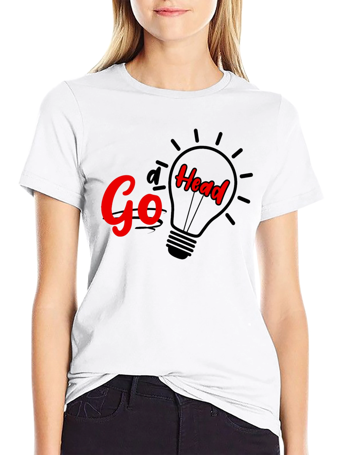 Black Go Head Lightbulb Graphic T-Shirt view 9