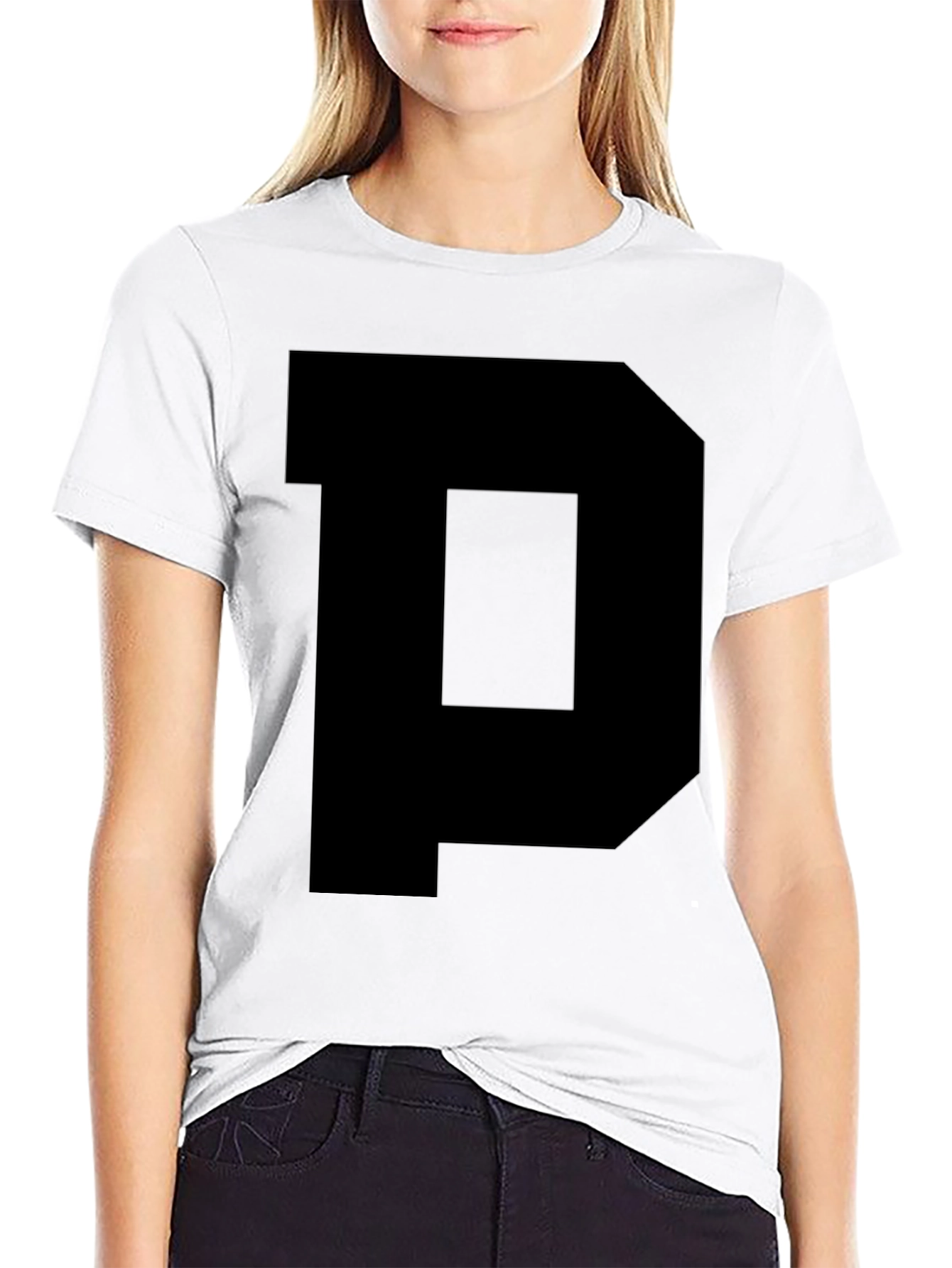 Black Bold Black Letter 'P' Graphic Tee - Classic Fit view 9