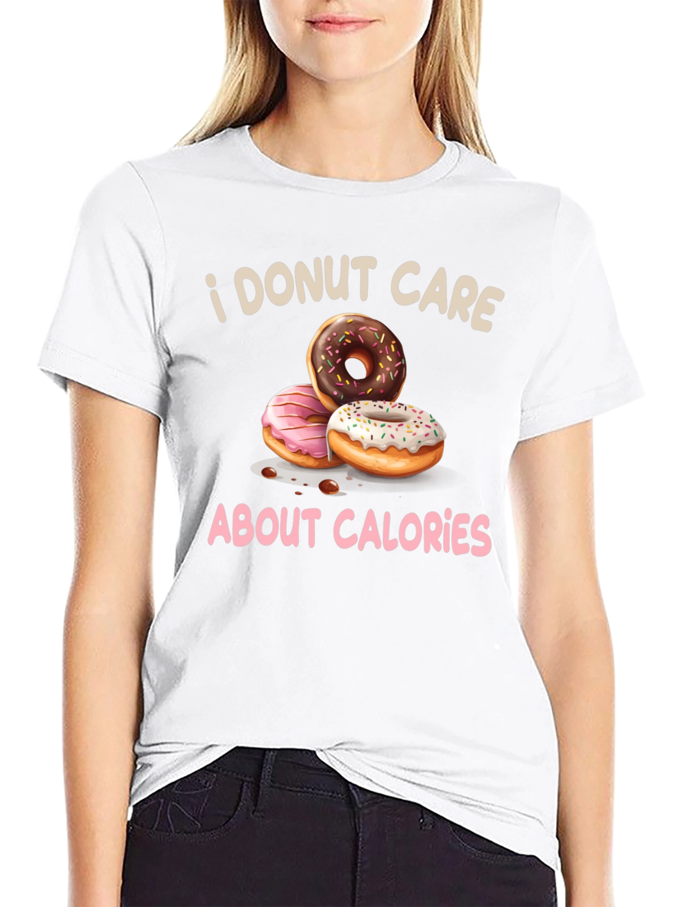 Black I Donut Care T-Shirt - Funny Foodie Tee view 9