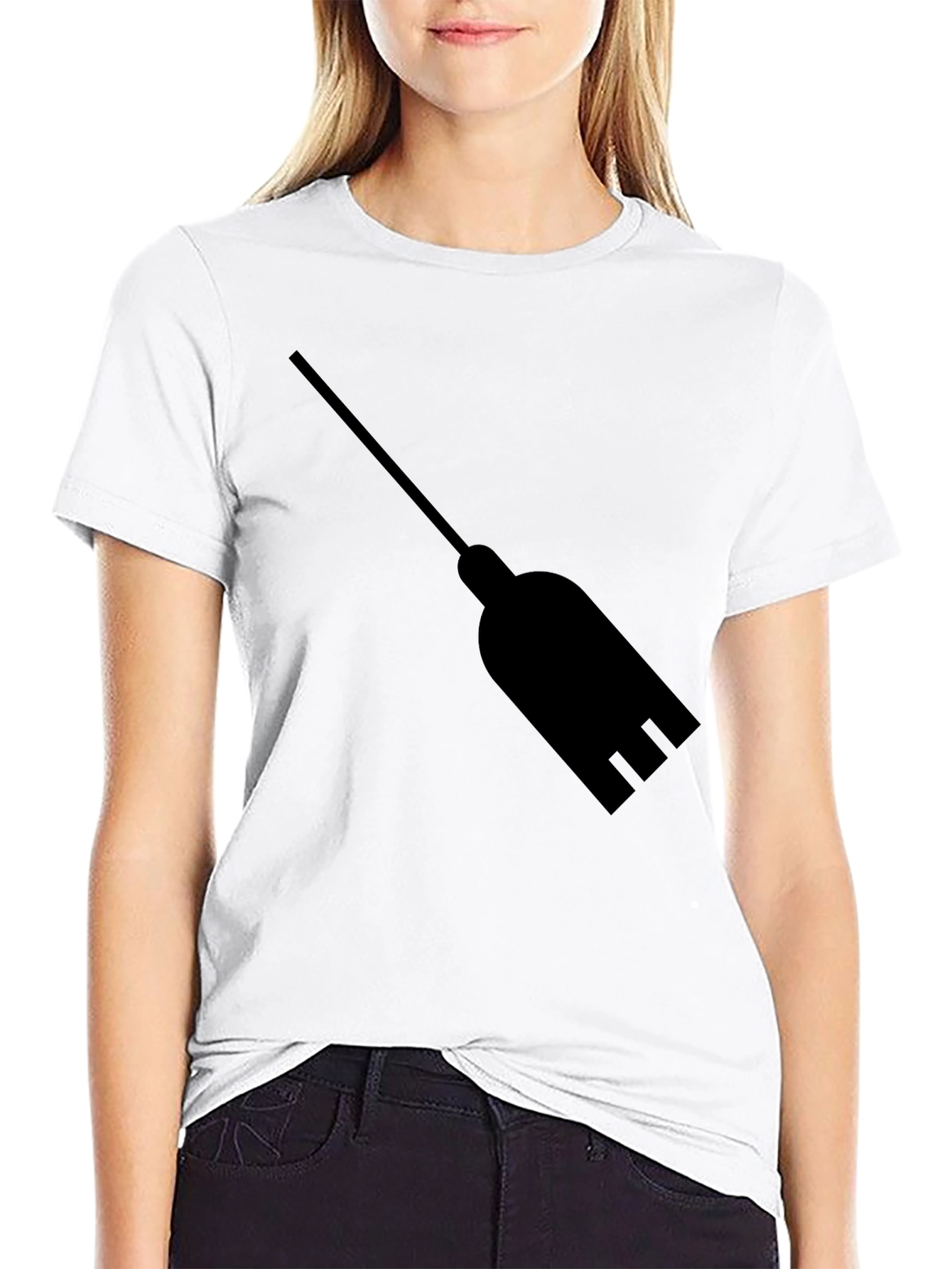 Black Broomstick Graphic Tee - Classic Black T-Shirt view 9