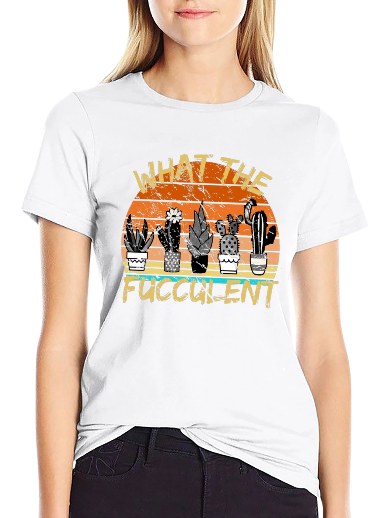 Black What the Fucculent Cactus Graphic Tee view 9