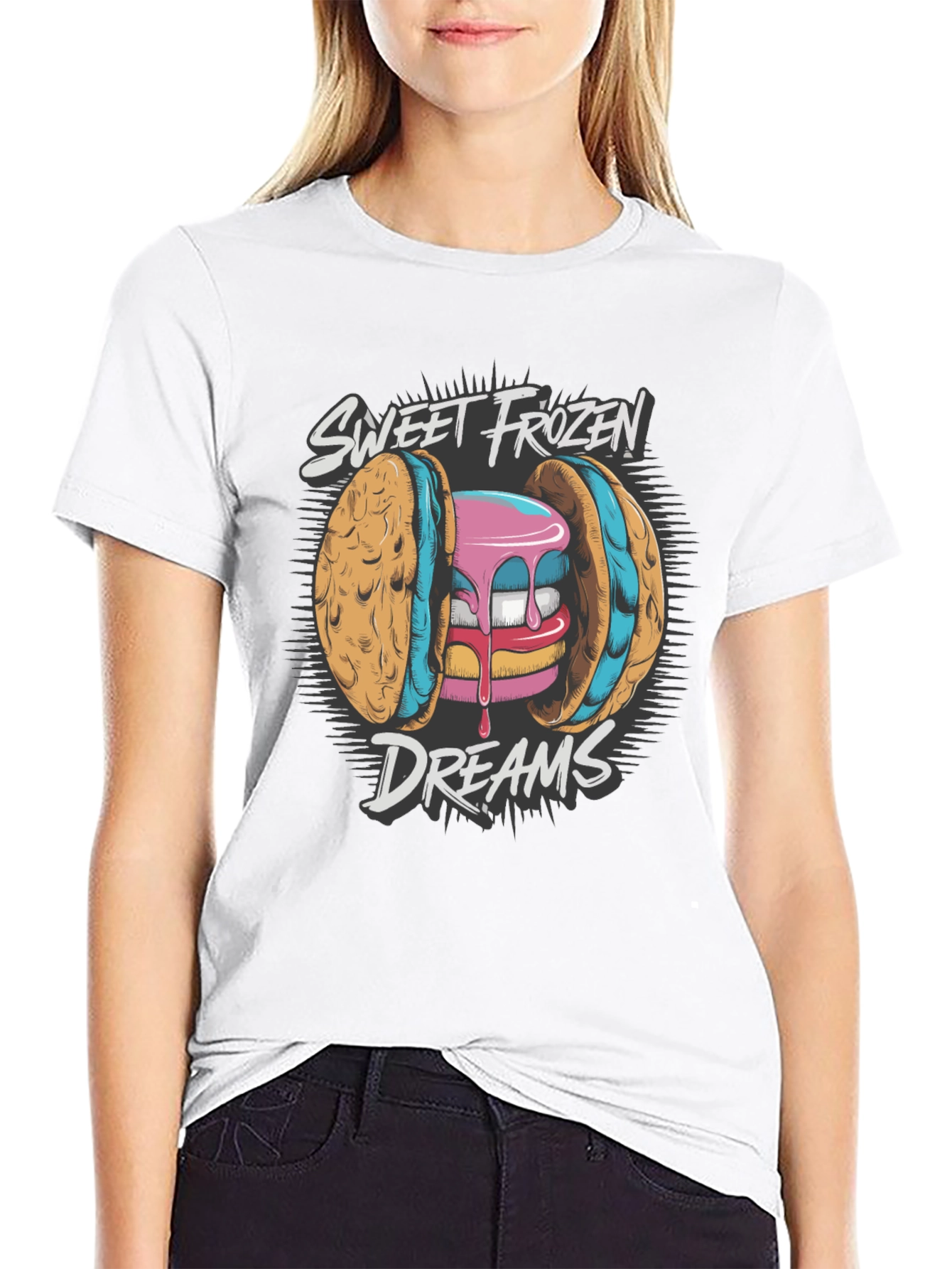 Black Sweet Frozen Dreams Graphic Tee - Soft Cotton Blend view 9