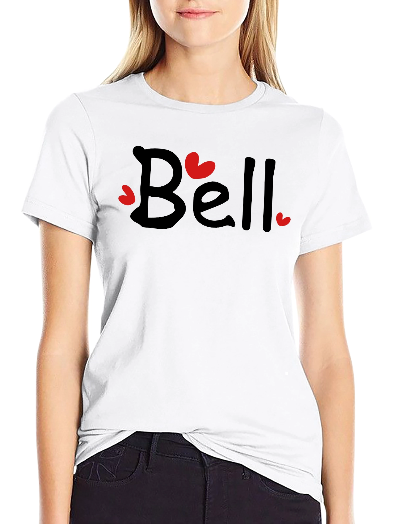Black Bell Heart Valentine's Day Black T-Shirt view 9