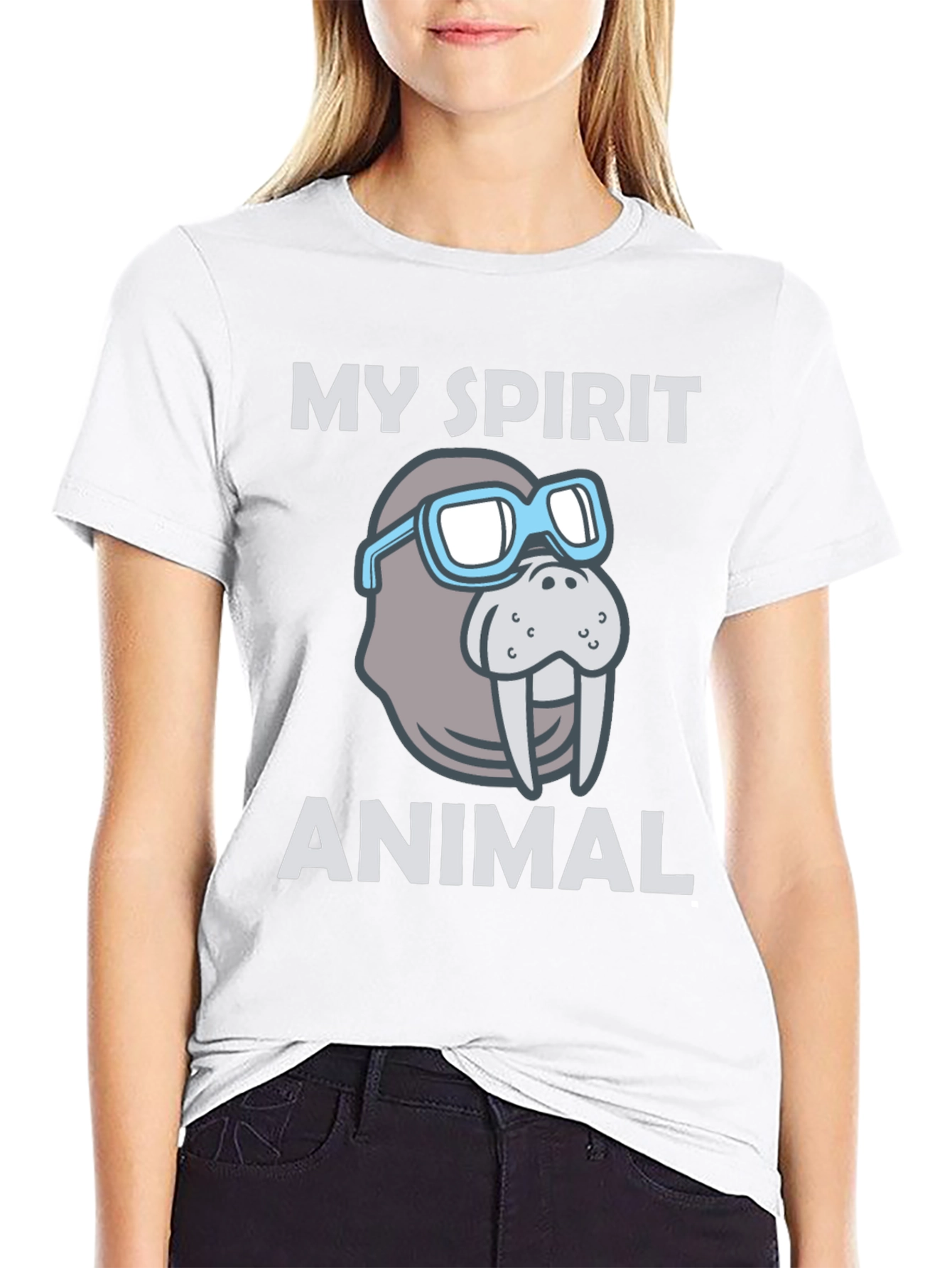 Black My Spirit Animal Walrus Graphic T-Shirt view 9