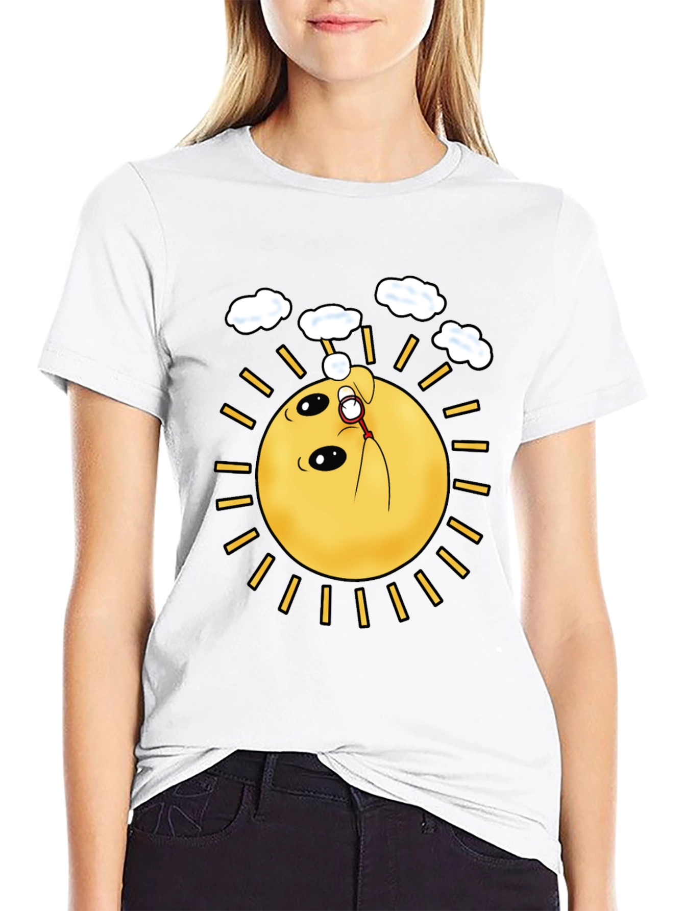 Black Funny Sun Blowing Bubbles Graphic Tee view 9