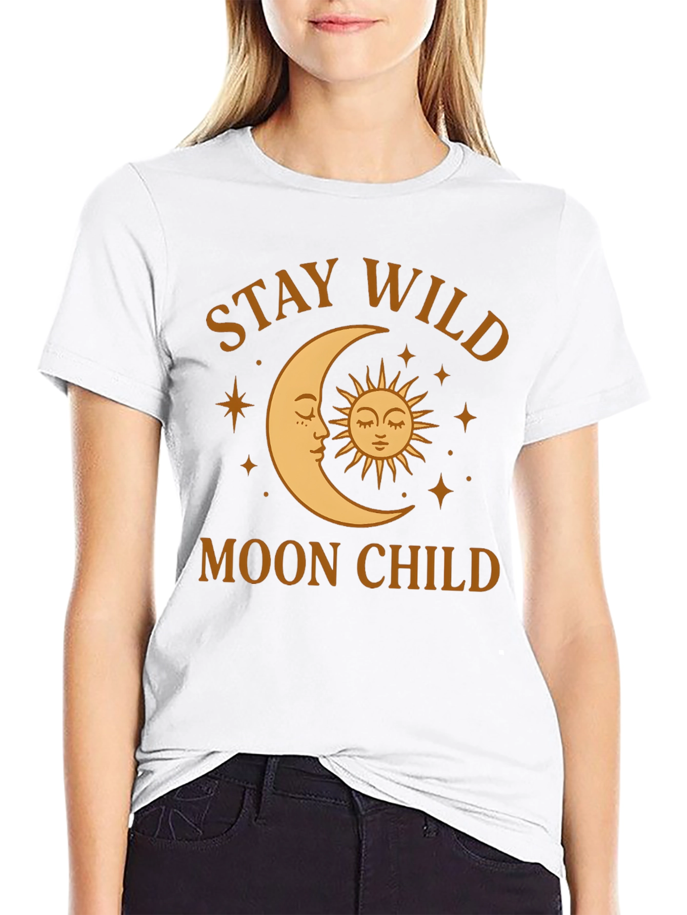 Black Stay Wild Moon Child Graphic T-Shirt view 9