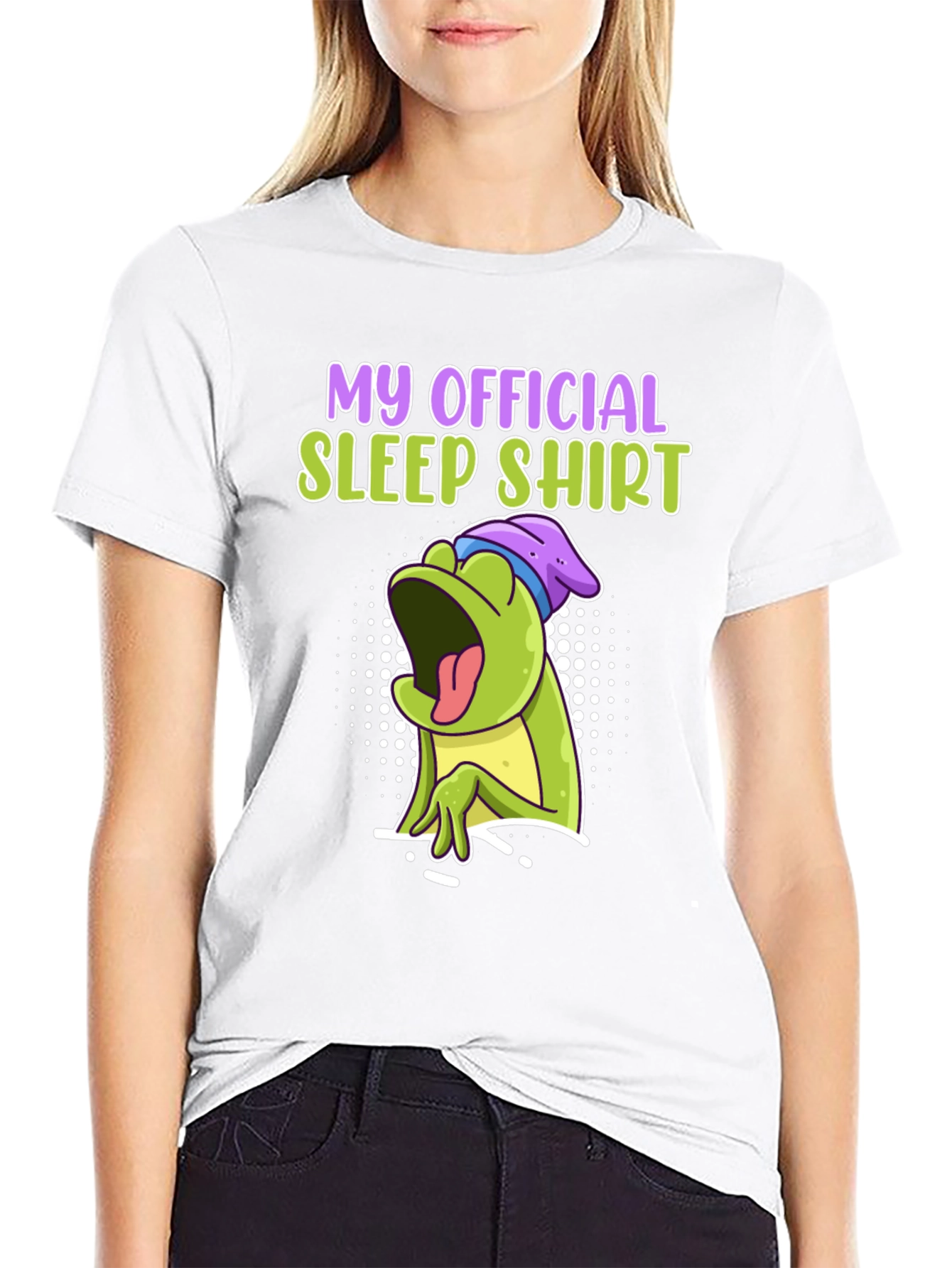 Black Official Sleep Shirt - Funny Frog Design view 9