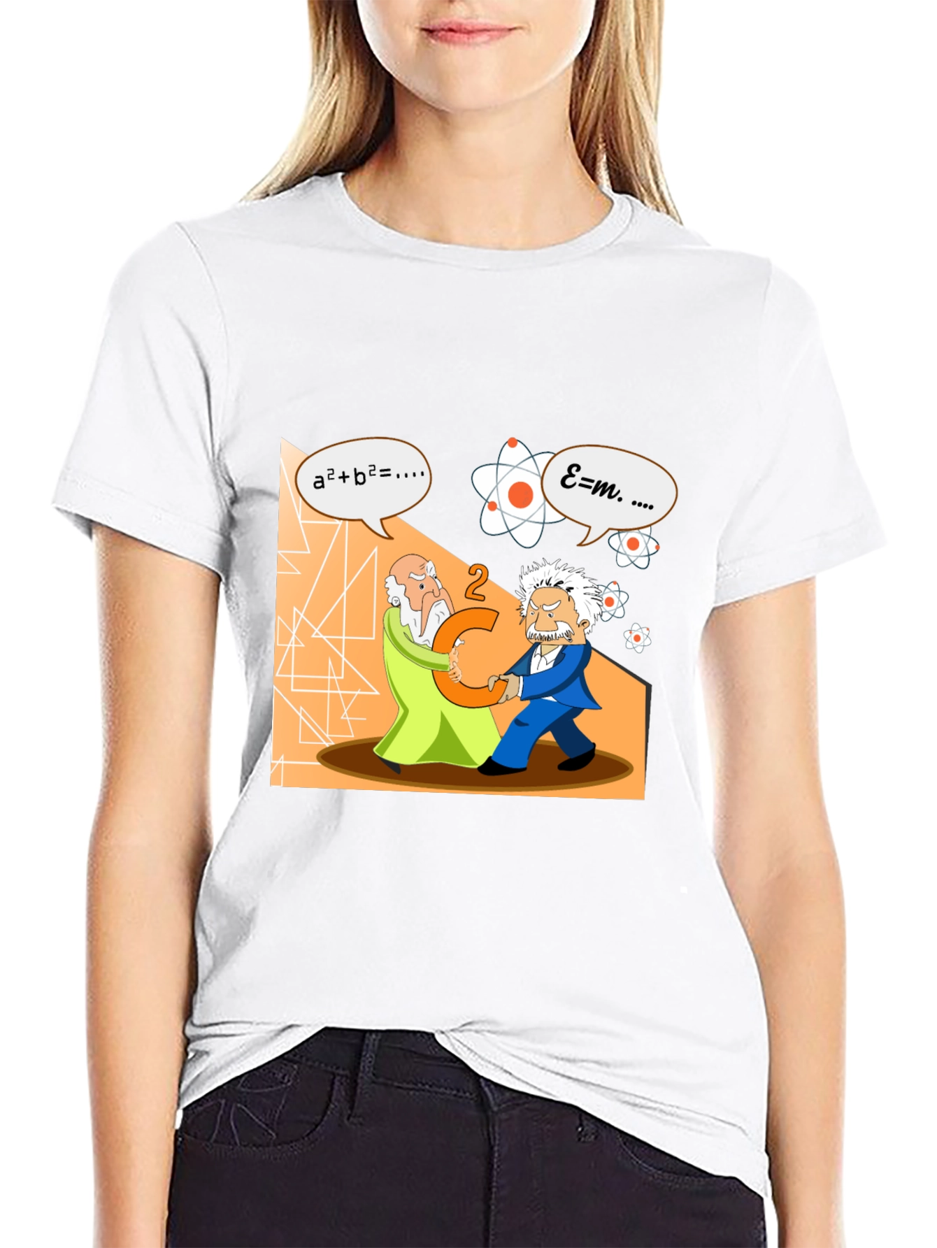 Black Science Humor T-Shirt: Einstein vs. Newton view 9