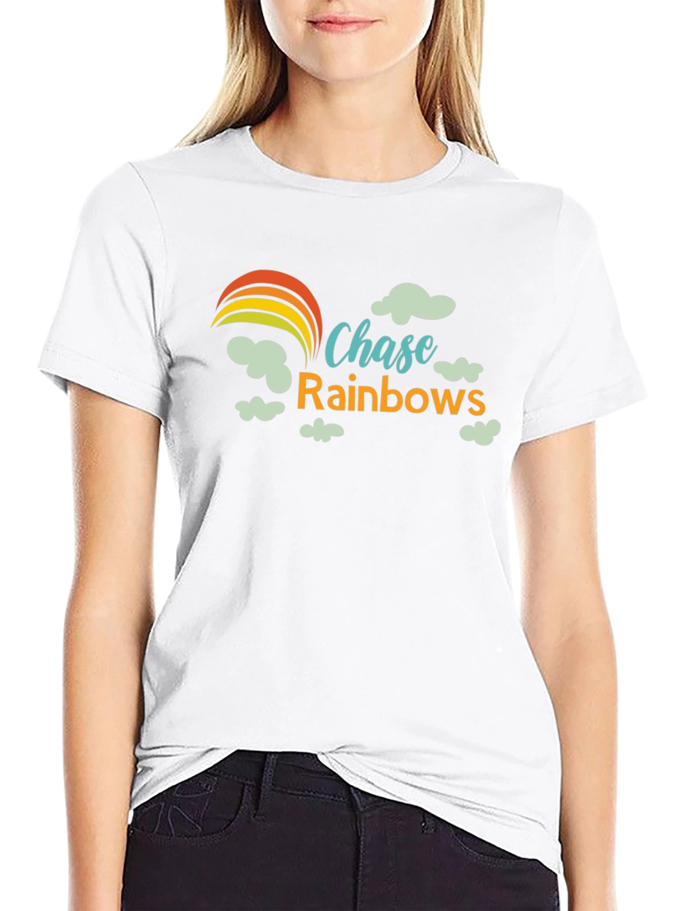Black Chase Rainbows Graphic Tee - Black Cotton T-Shirt view 9