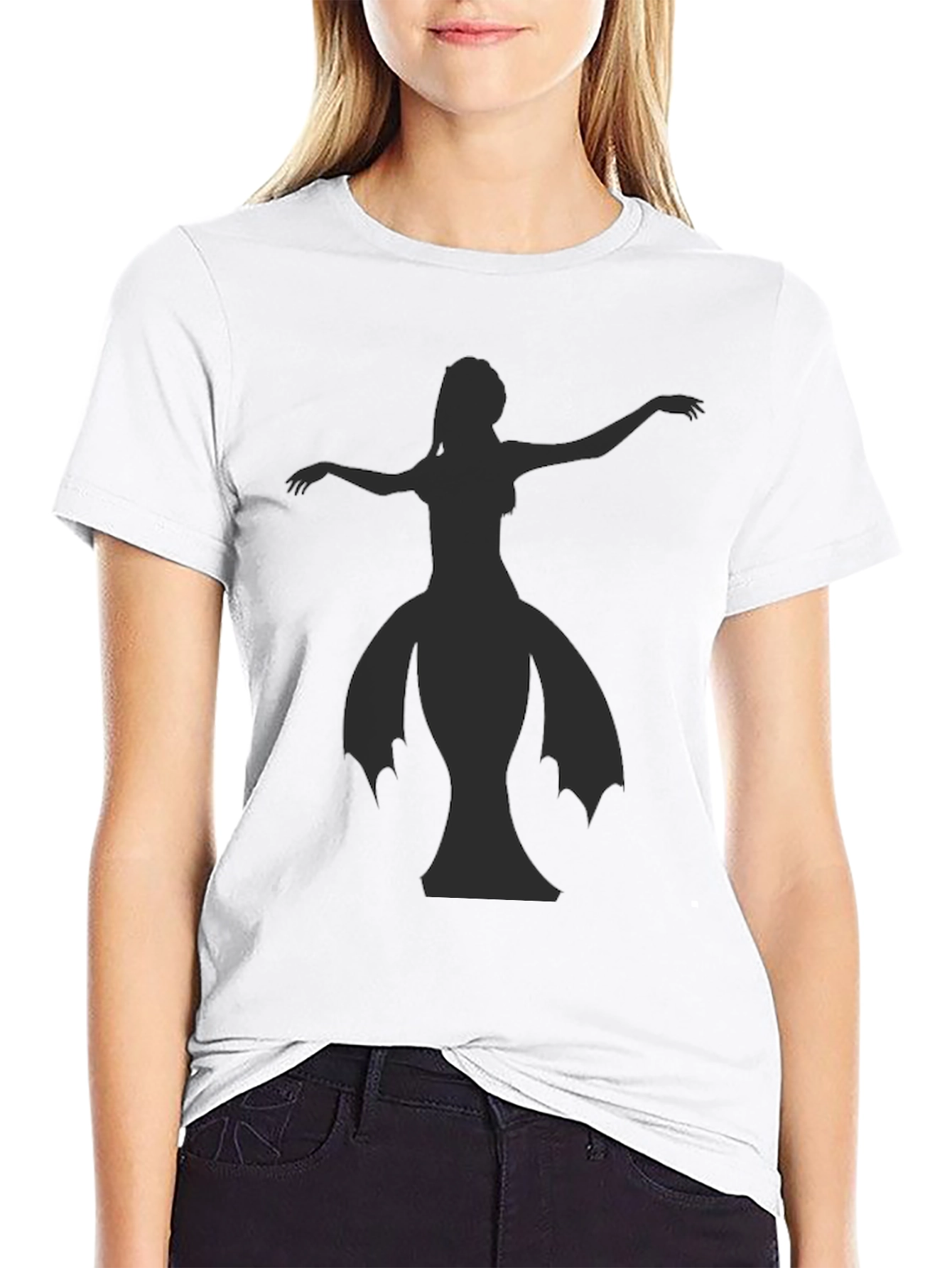 Black Elegant Black T-Shirt with Dancer Silhouette view 9