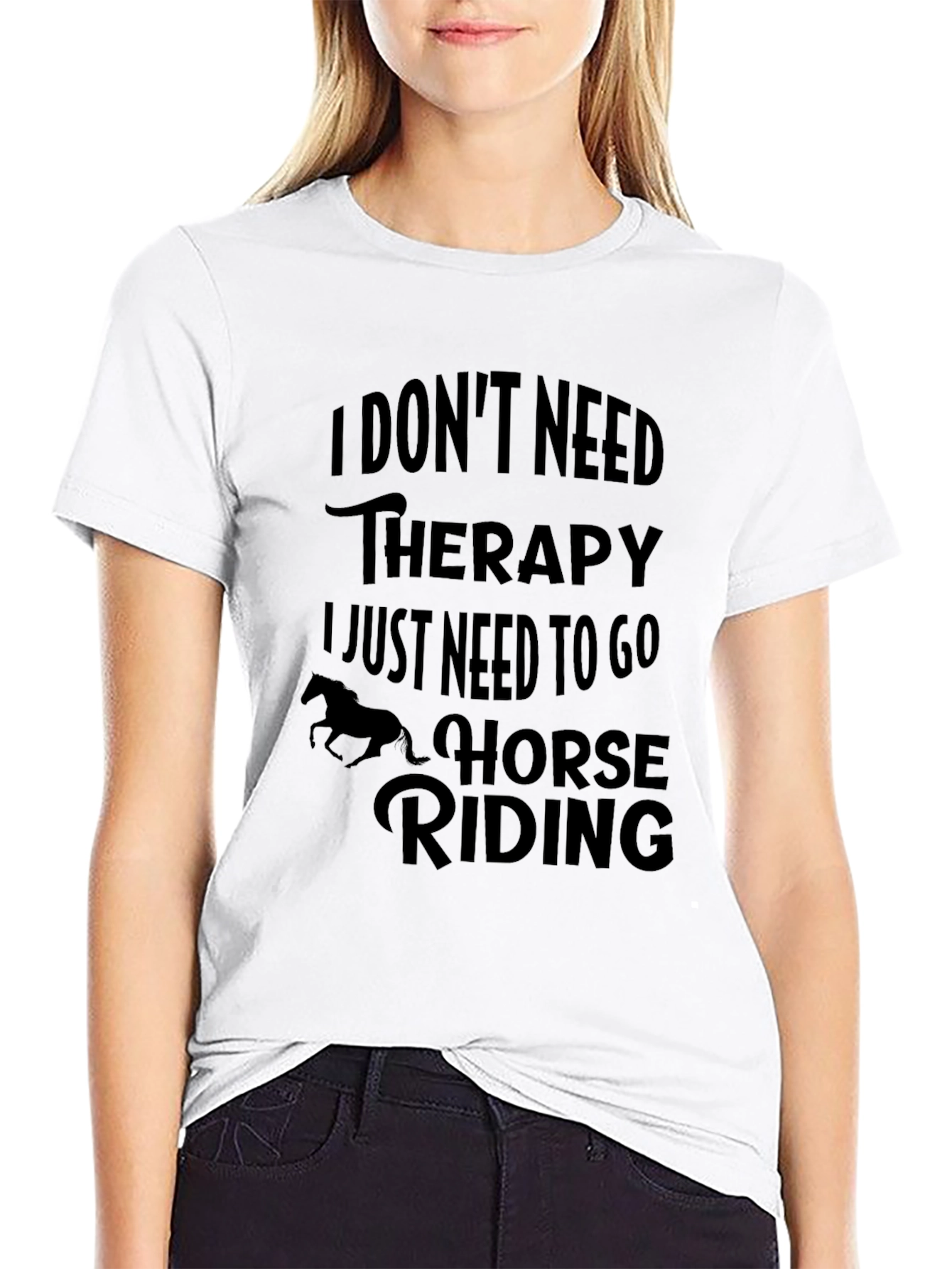 Black Horse Riding Therapy Graphic Tee - Unisex Black T-Shirt view 9
