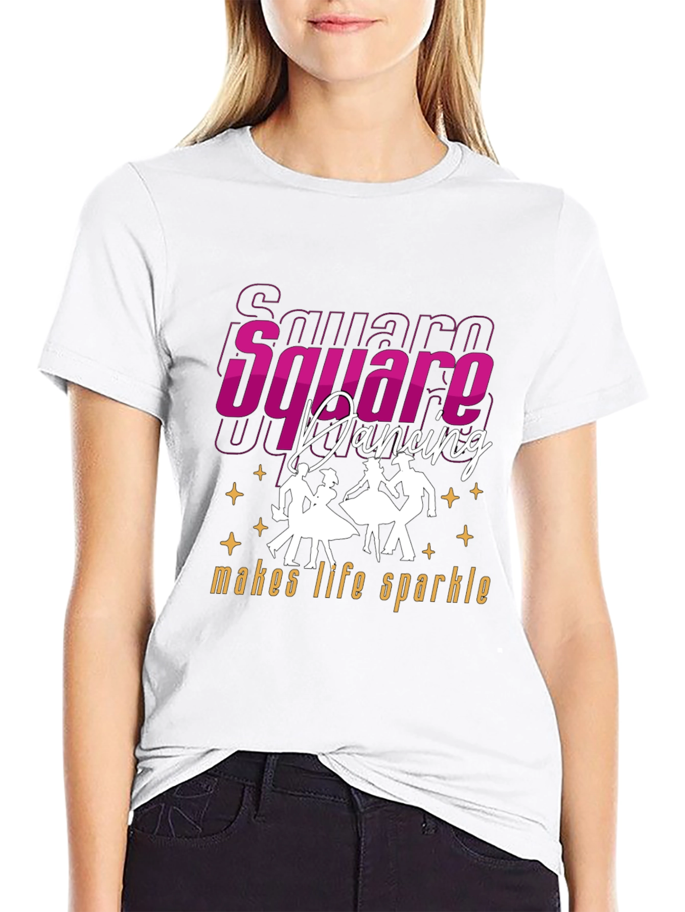 Black Square Dancing Makes Life Sparkle T-Shirt view 9