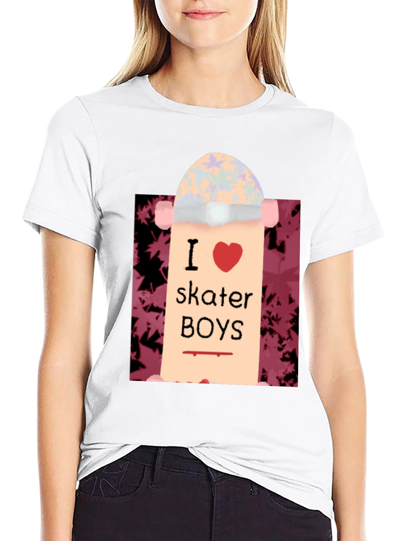 Black I Love Skater Boys T-Shirt | Unique Skateboard Tee view 9