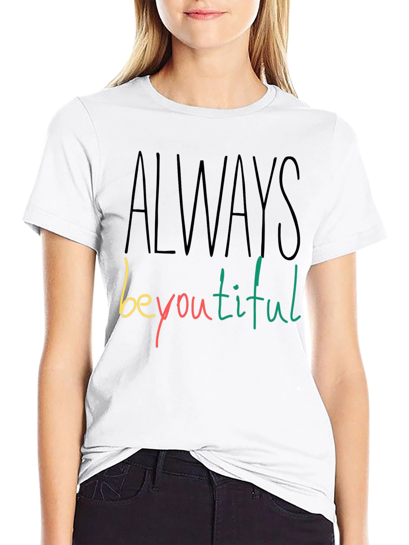 Black Always Beyoutiful Graphic Tee - Black Unisex T-Shirt view 9
