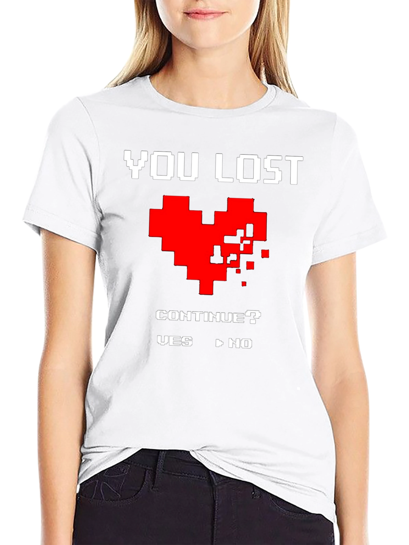 Black You Lost Heart Gamer T-Shirt view 9