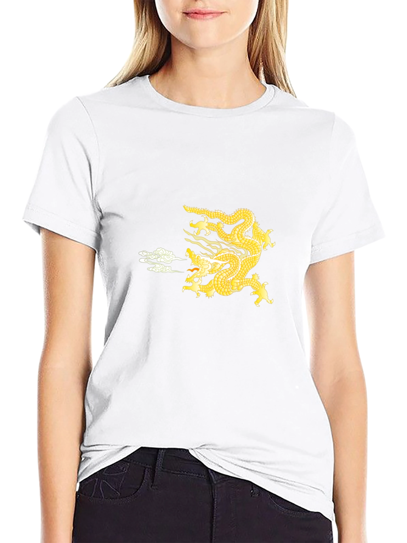 Black Golden Dragon Graphic Black Tee view 9