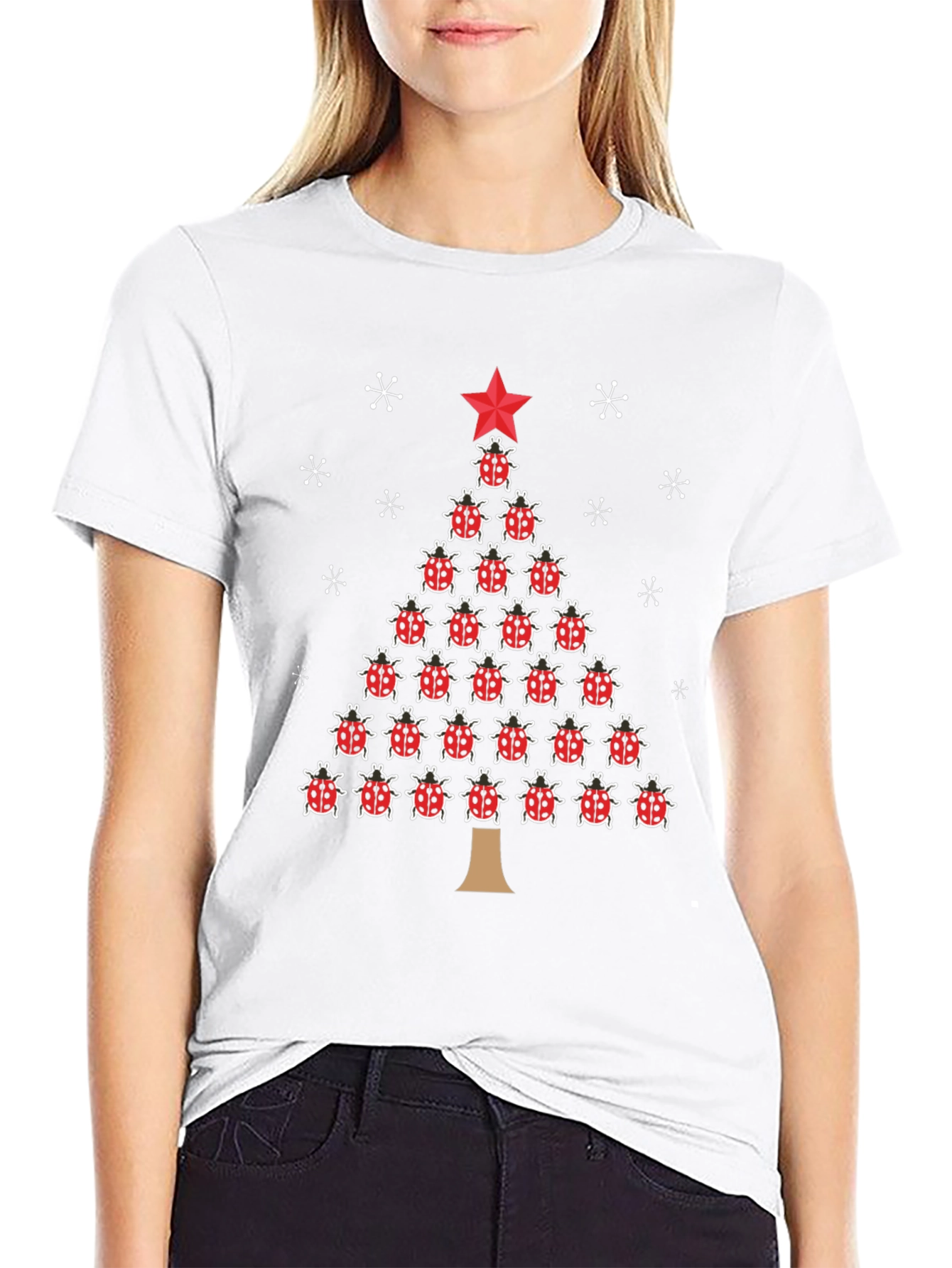 Black Ladybug Christmas Tree Black T-Shirt view 9