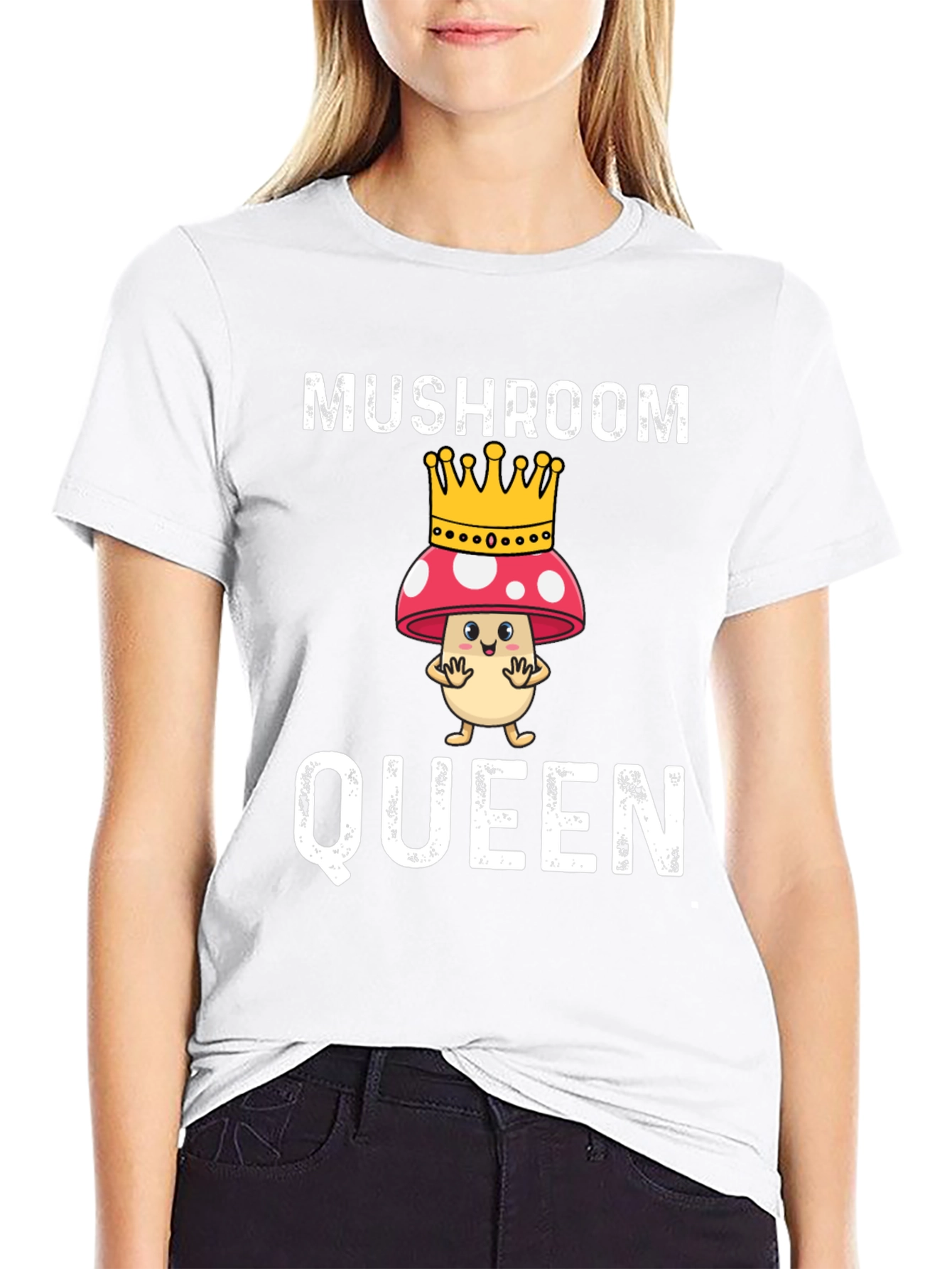 Black Mushroom Queen Funny Graphic T-Shirt view 9